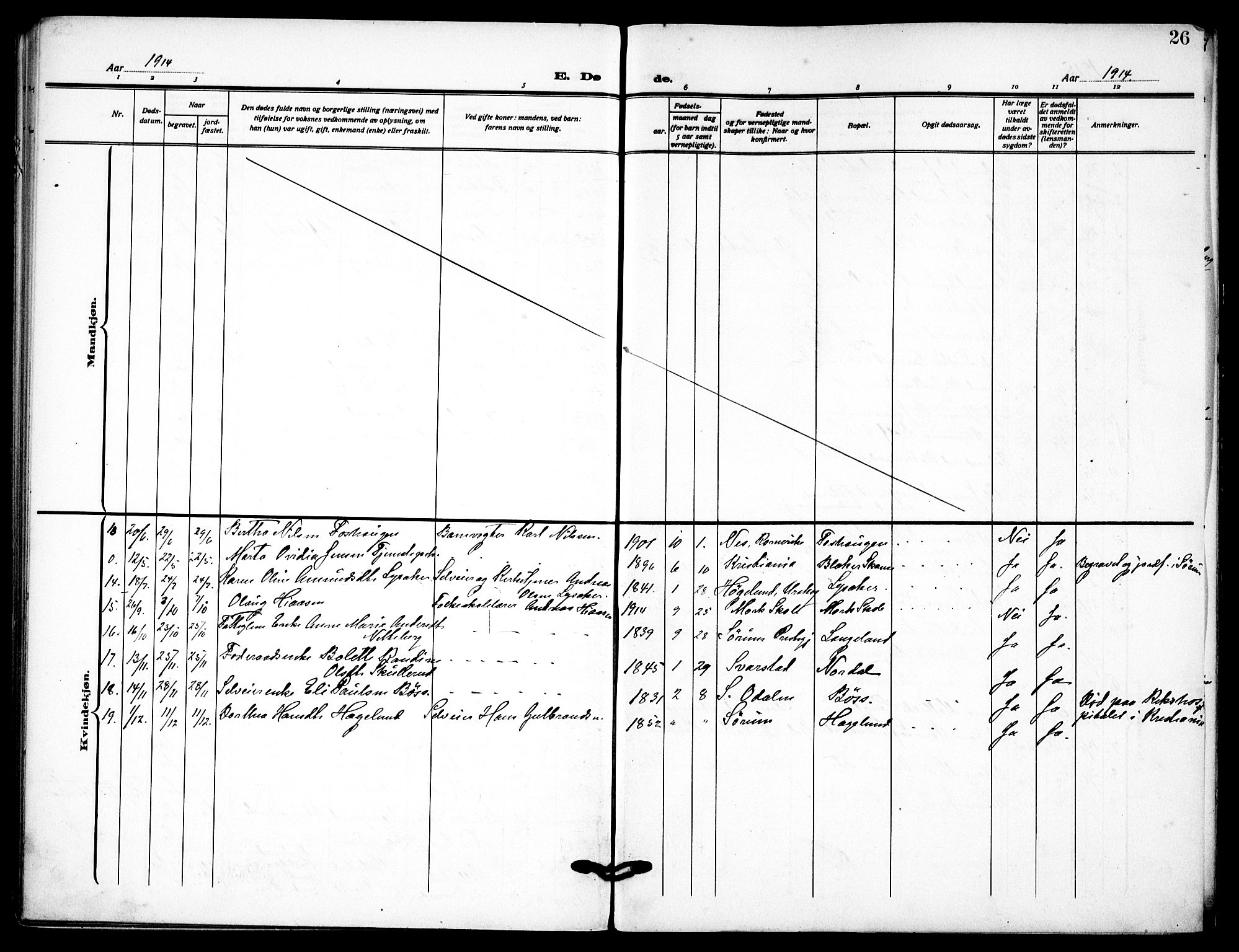 Aurskog prestekontor Kirkebøker, SAO/A-10304a/F/Fb/L0003: Parish register (official) no. II 3, 1909-1919, p. 26