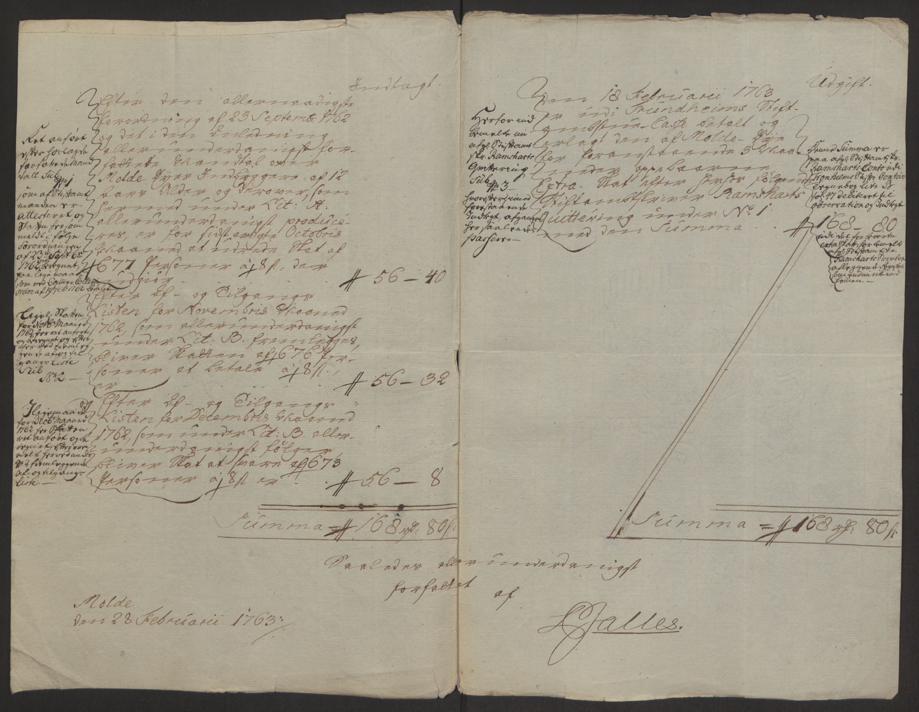 Rentekammeret inntil 1814, Reviderte regnskaper, Byregnskaper, AV/RA-EA-4066/R/Rq/L0487/0004: [Q1] Kontribusjonsregnskap / Ekstraskatt, 1762-1772, p. 5