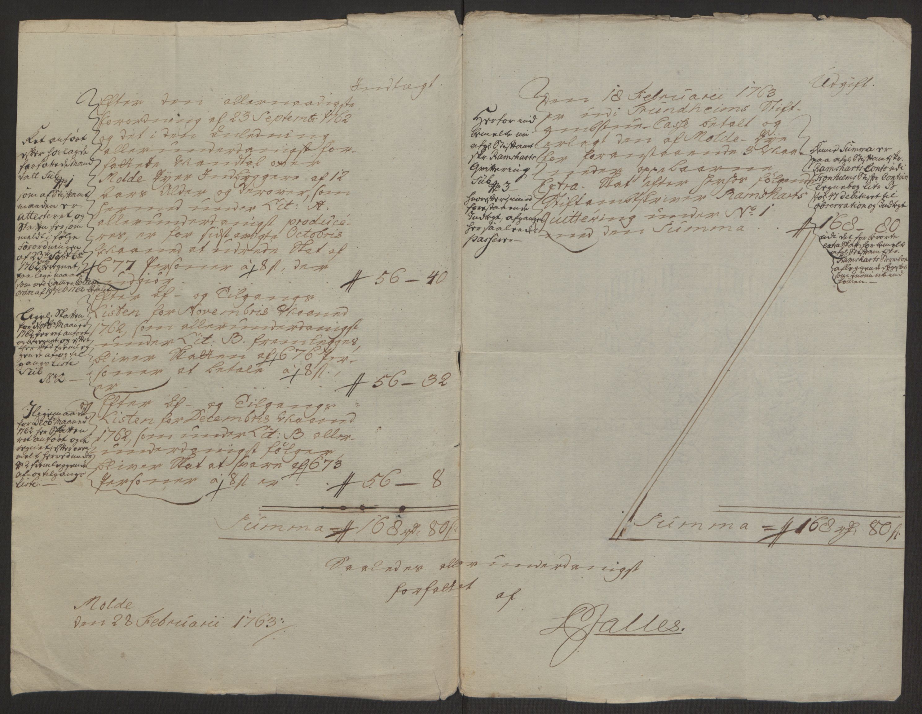 Rentekammeret inntil 1814, Reviderte regnskaper, Byregnskaper, RA/EA-4066/R/Rq/L0487/0004: [Q1] Kontribusjonsregnskap / Ekstraskatt, 1762-1772, p. 5