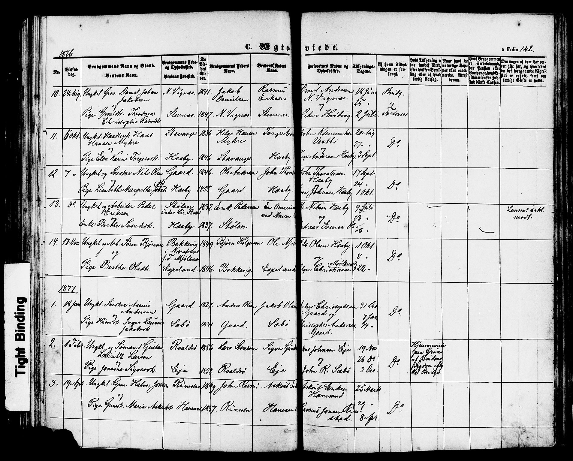 Finnøy sokneprestkontor, AV/SAST-A-101825/H/Ha/Haa/L0008: Parish register (official) no. A 8, 1863-1878, p. 142