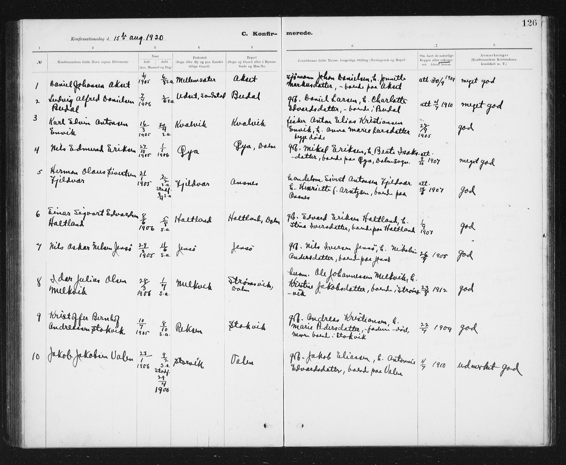 Ministerialprotokoller, klokkerbøker og fødselsregistre - Sør-Trøndelag, AV/SAT-A-1456/637/L0563: Parish register (copy) no. 637C04, 1899-1940, p. 126