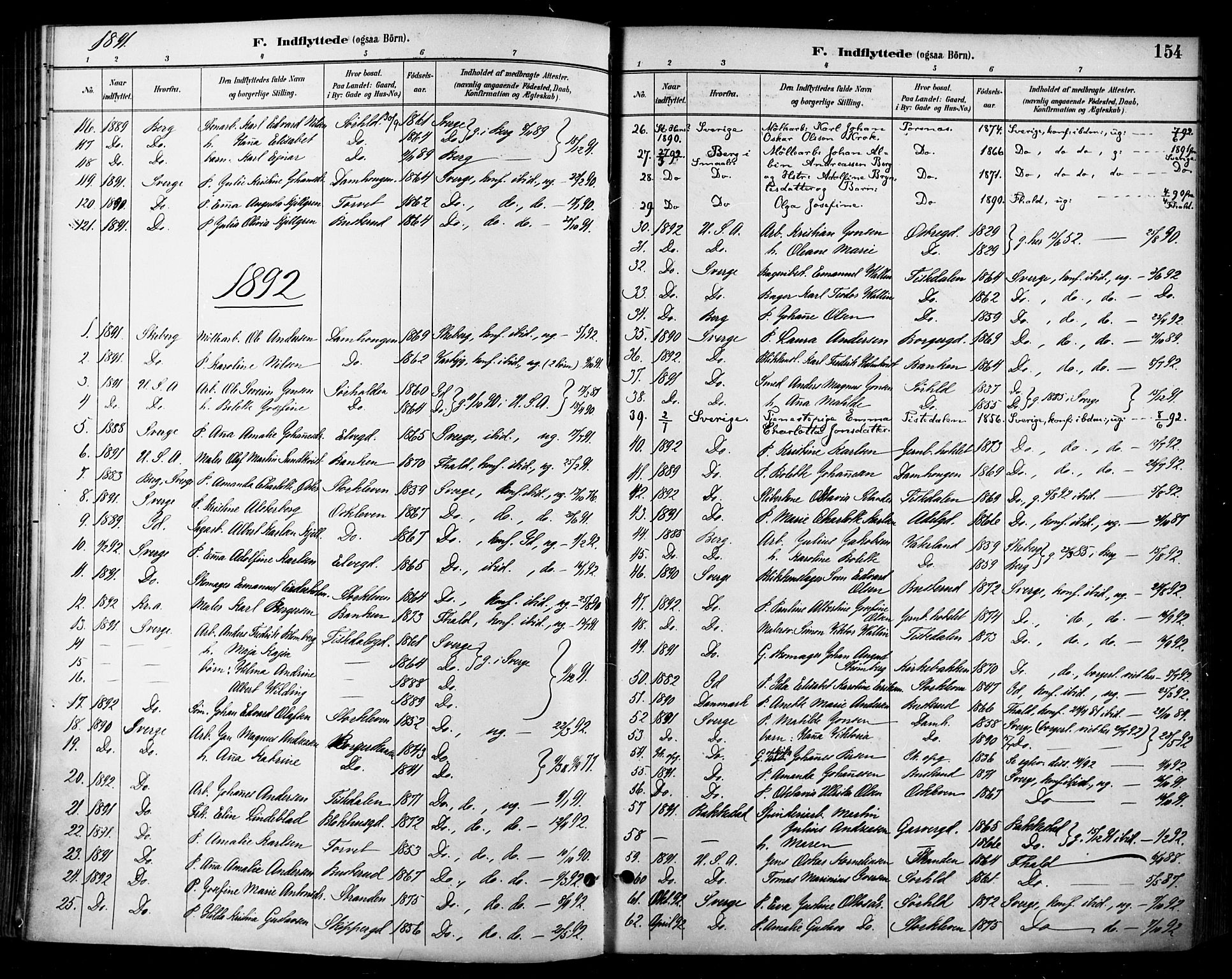 Halden prestekontor Kirkebøker, SAO/A-10909/F/Fa/L0014: Parish register (official) no. I 14, 1890-1906, p. 154