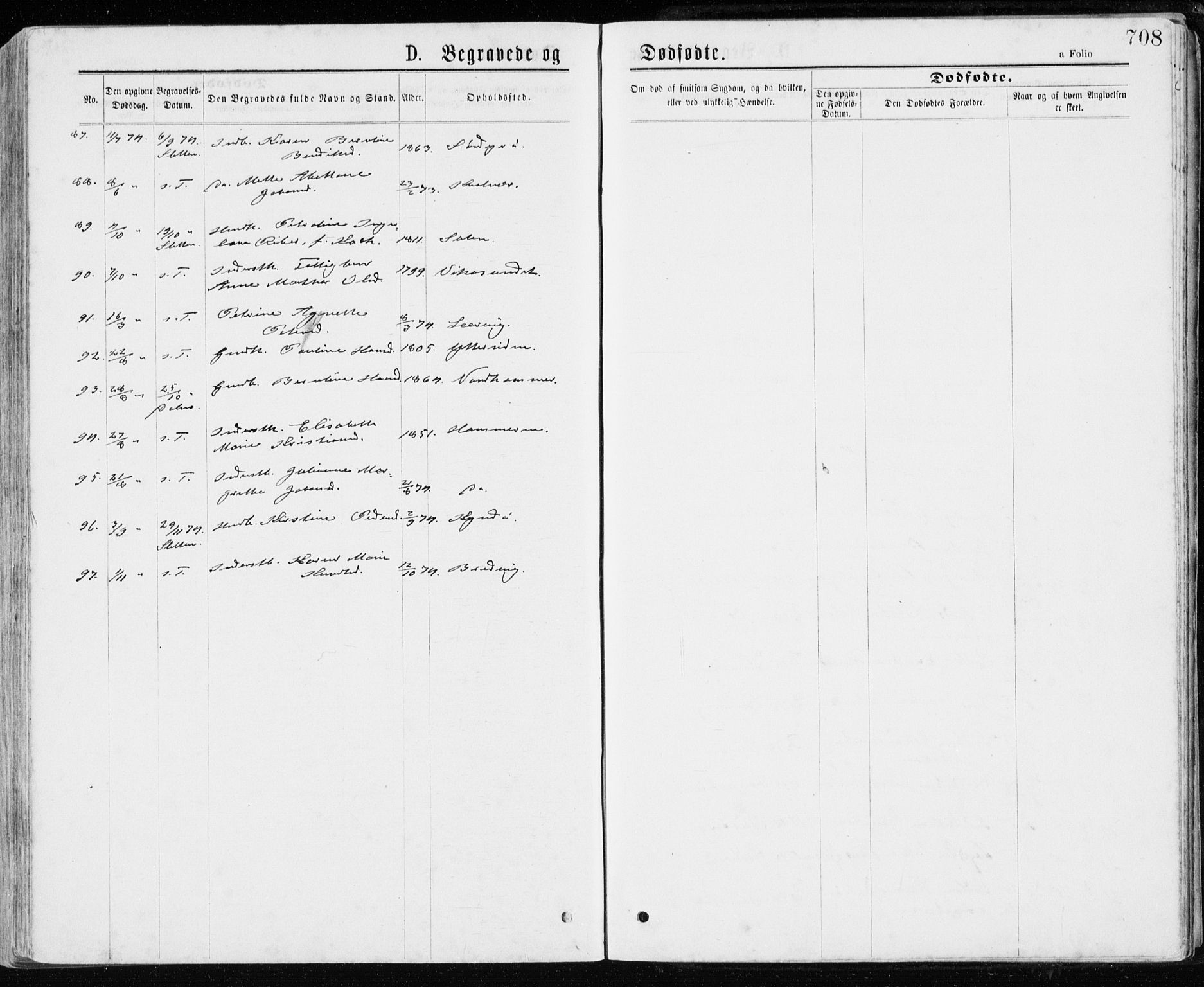 Ministerialprotokoller, klokkerbøker og fødselsregistre - Sør-Trøndelag, SAT/A-1456/640/L0576: Parish register (official) no. 640A01, 1846-1876, p. 708