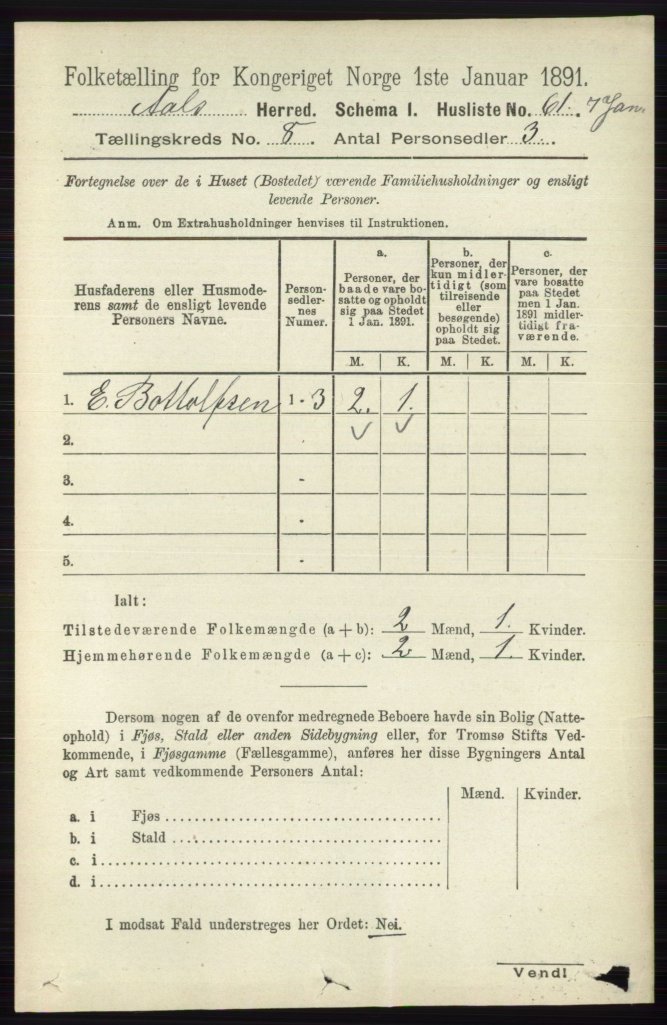 RA, 1891 census for 0619 Ål, 1891, p. 2090