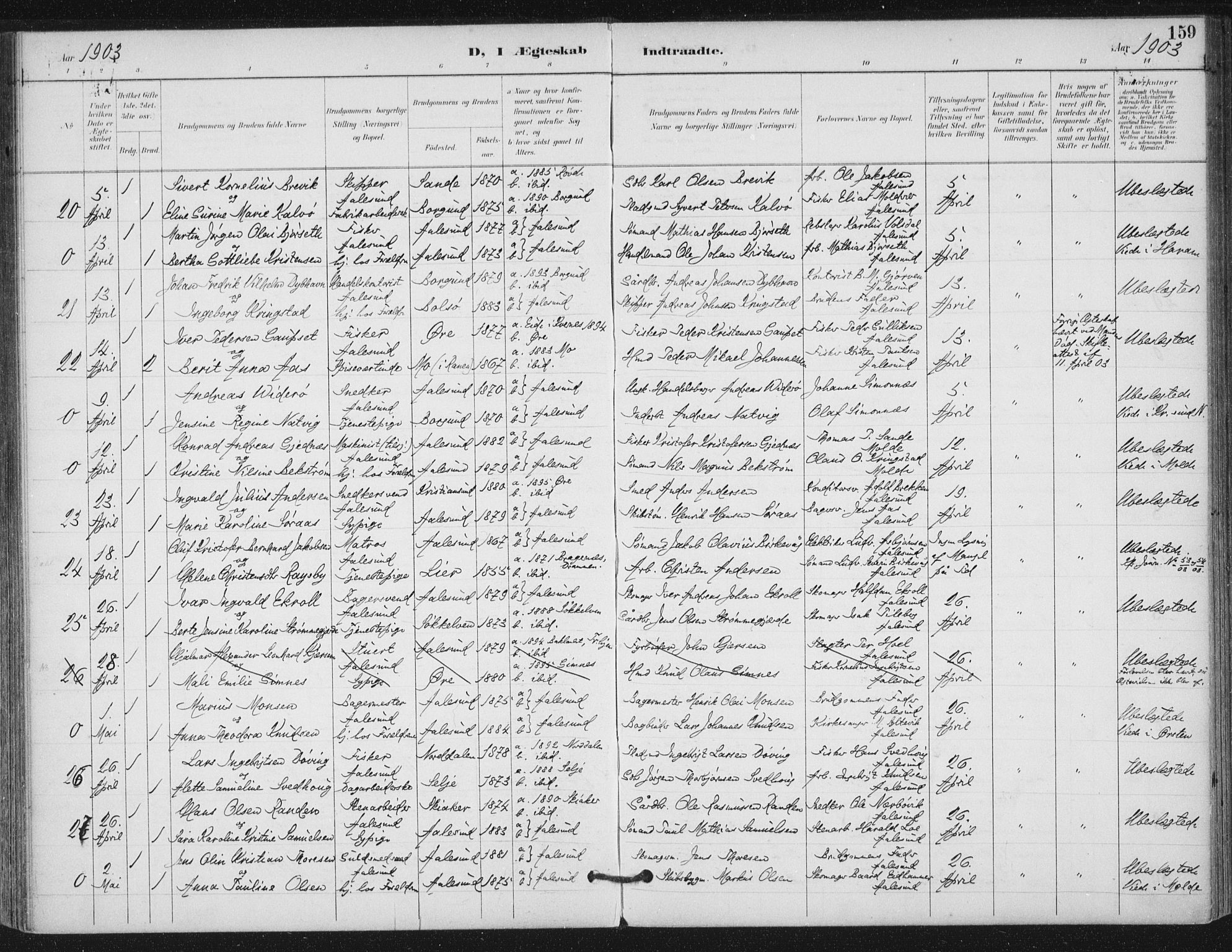 Ministerialprotokoller, klokkerbøker og fødselsregistre - Møre og Romsdal, AV/SAT-A-1454/529/L0457: Parish register (official) no. 529A07, 1894-1903, p. 159