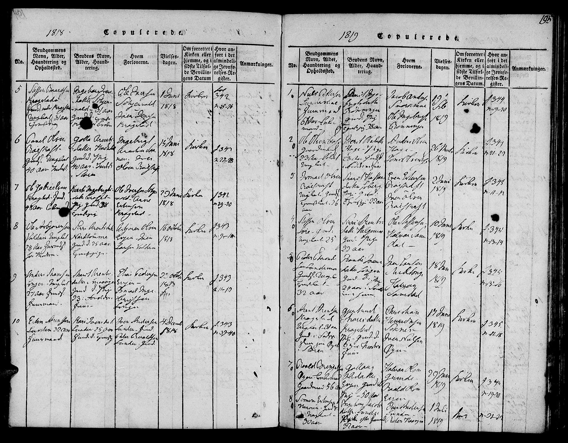 Ministerialprotokoller, klokkerbøker og fødselsregistre - Sør-Trøndelag, SAT/A-1456/692/L1102: Parish register (official) no. 692A02, 1816-1842, p. 195