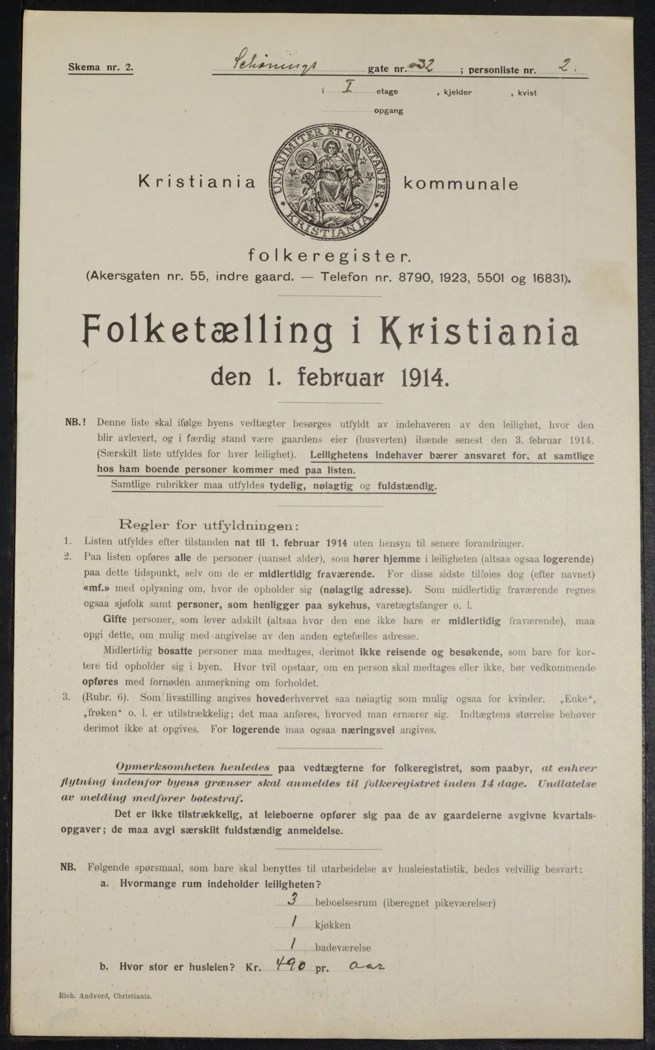 OBA, Municipal Census 1914 for Kristiania, 1914, p. 93577