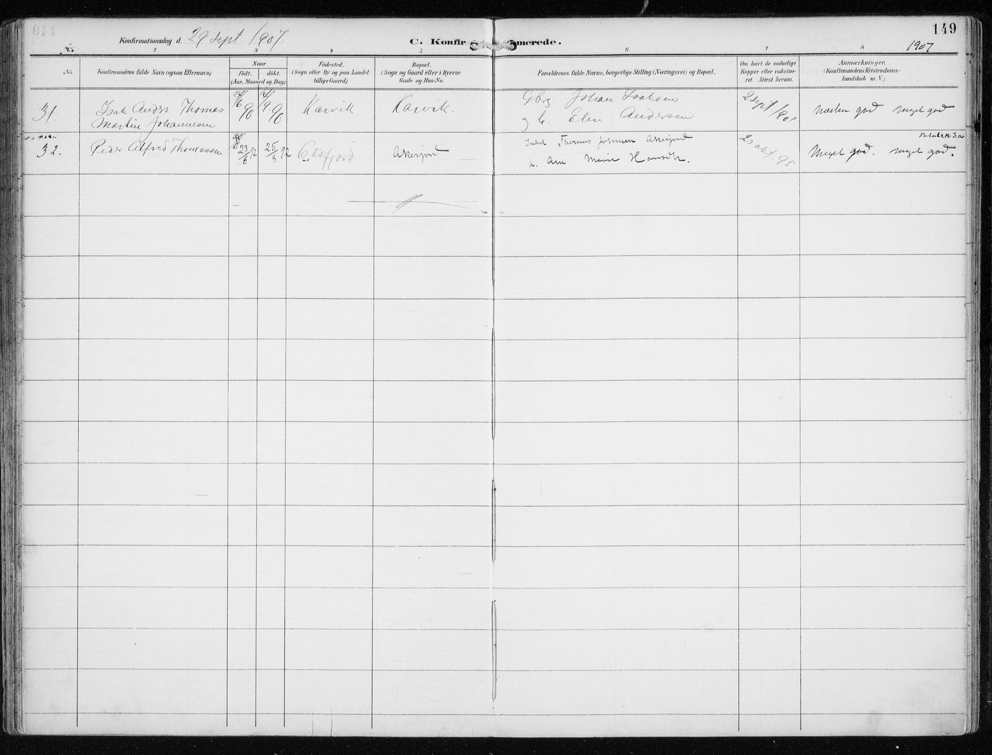 Skjervøy sokneprestkontor, AV/SATØ-S-1300/H/Ha/Haa/L0016kirke: Parish register (official) no. 16, 1892-1908, p. 149