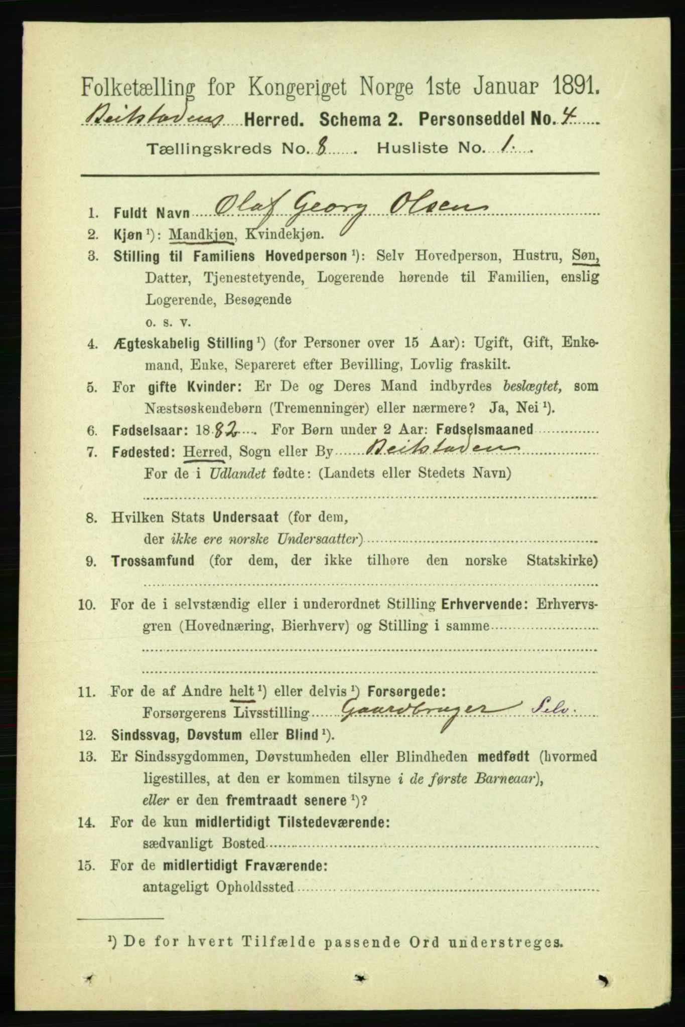 RA, 1891 census for 1727 Beitstad, 1891, p. 2158