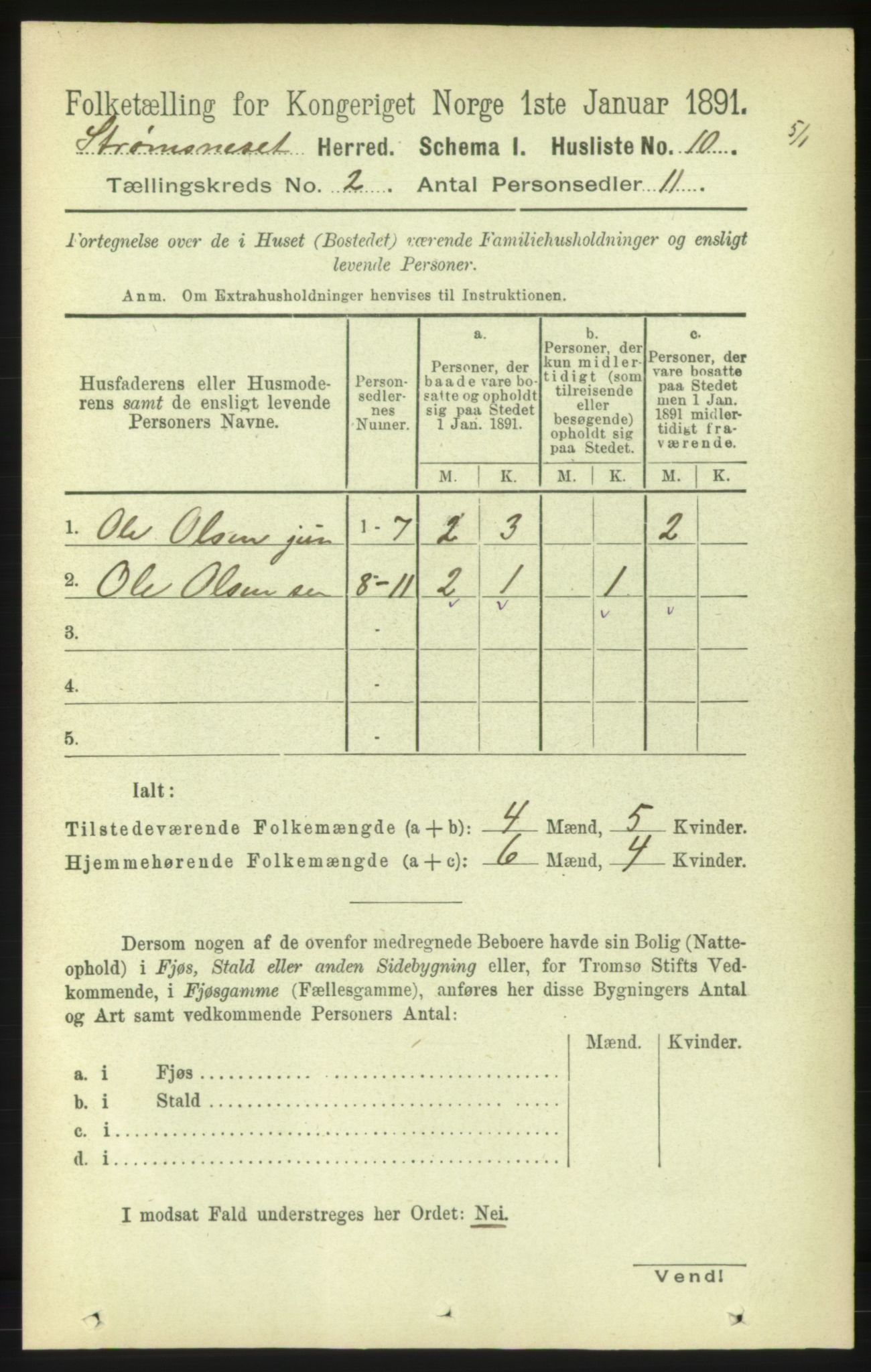 RA, 1891 census for 1559 Straumsnes, 1891, p. 192