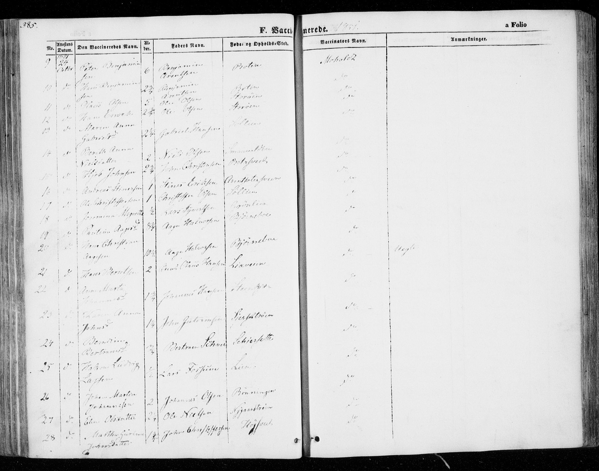 Ministerialprotokoller, klokkerbøker og fødselsregistre - Nord-Trøndelag, SAT/A-1458/701/L0007: Parish register (official) no. 701A07 /1, 1842-1854, p. 385