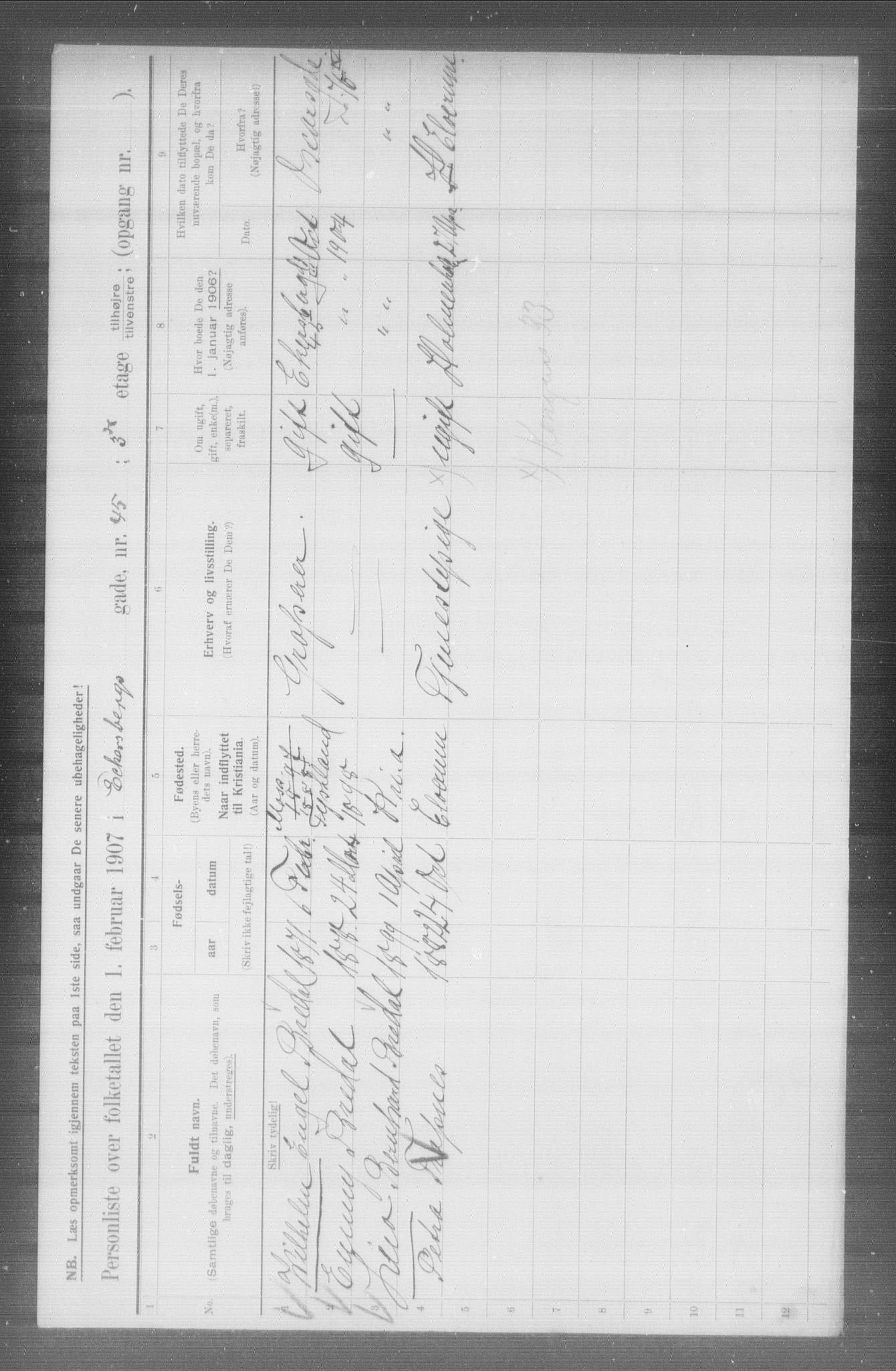 OBA, Municipal Census 1907 for Kristiania, 1907, p. 9514