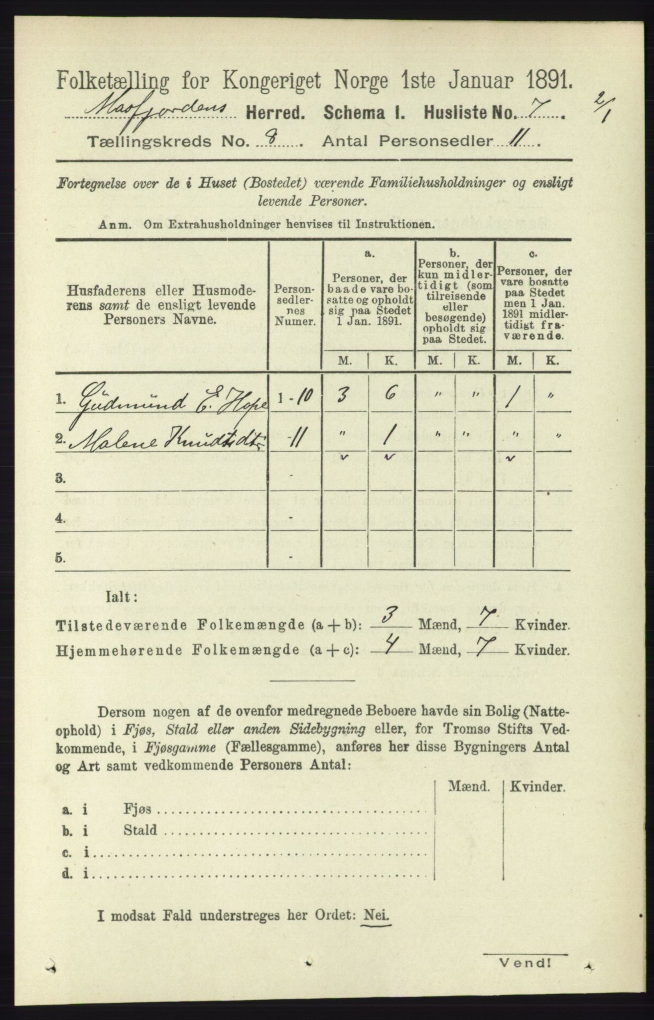 RA, 1891 census for 1266 Masfjorden, 1891, p. 1519