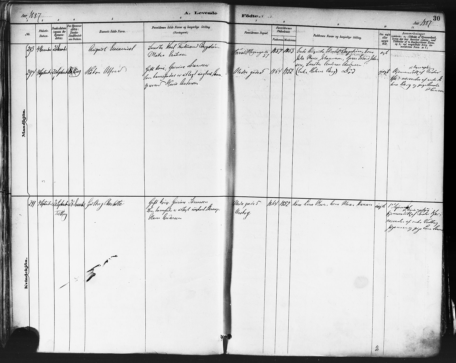 Paulus prestekontor Kirkebøker, SAO/A-10871/F/Fa/L0013: Parish register (official) no. 13, 1887-1894, p. 30