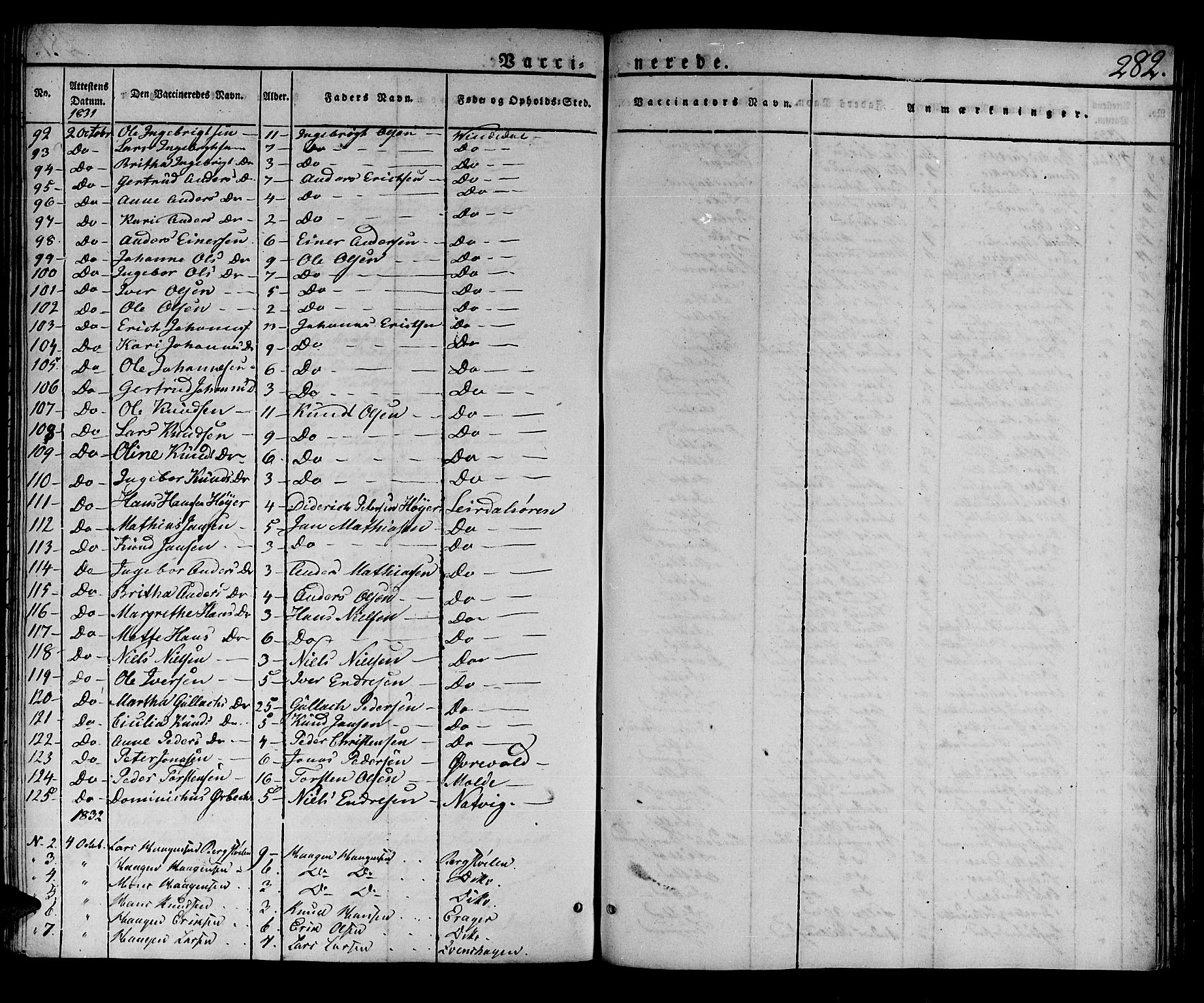 Lærdal sokneprestembete, AV/SAB-A-81201: Parish register (official) no. A 5, 1822-1834, p. 282