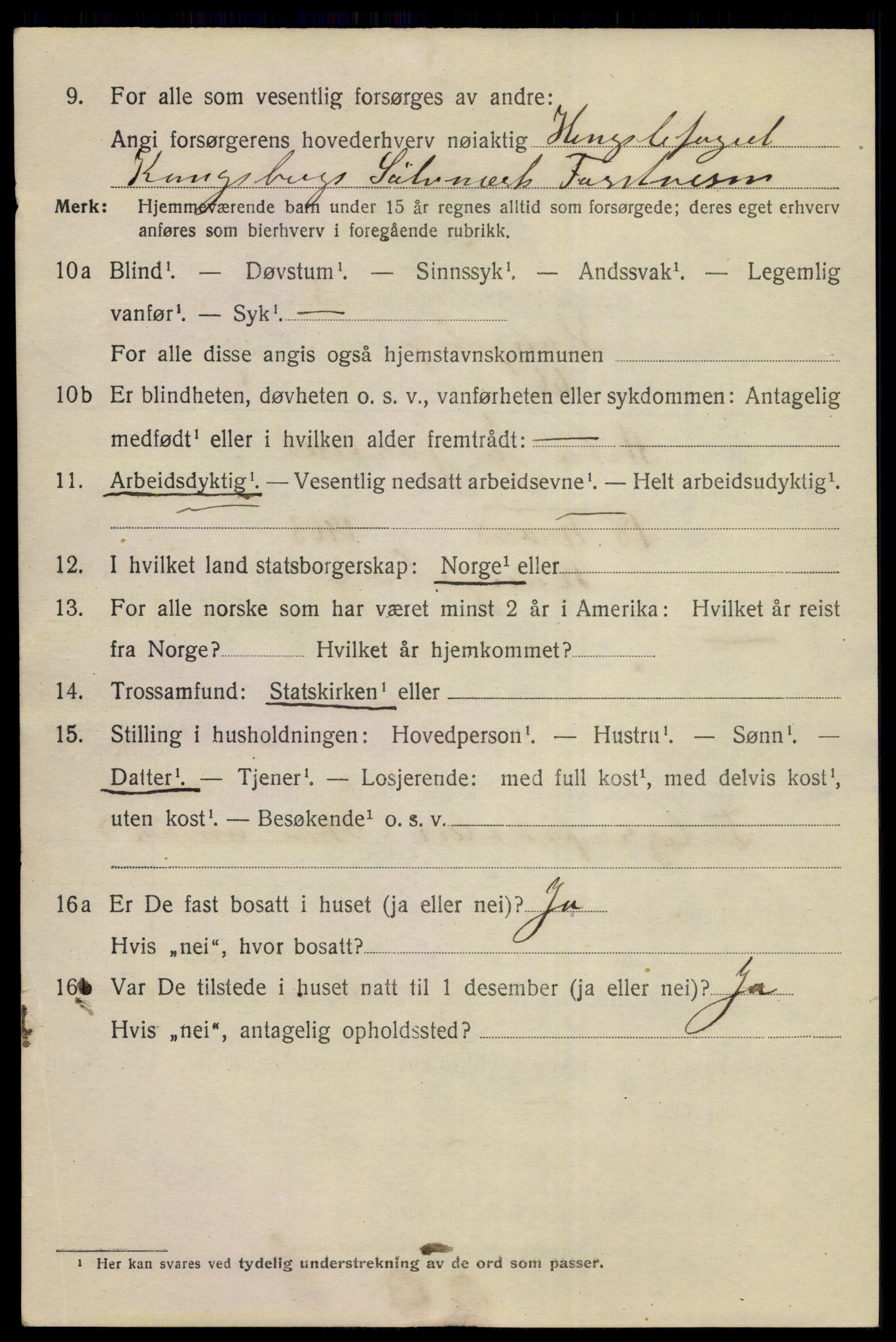 SAKO, 1920 census for Kongsberg, 1920, p. 10963