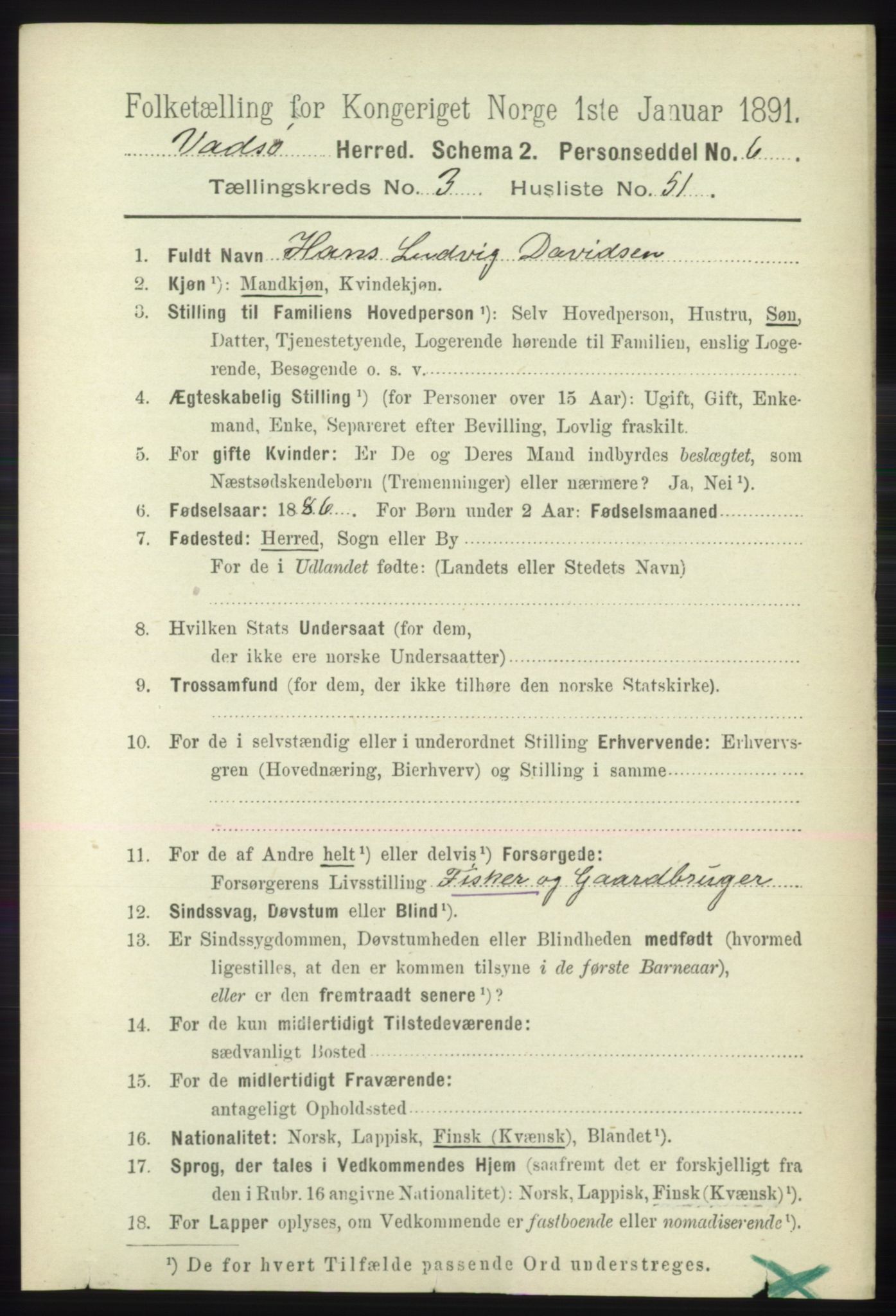 RA, 1891 census for 2029 Vadsø, 1891, p. 1131