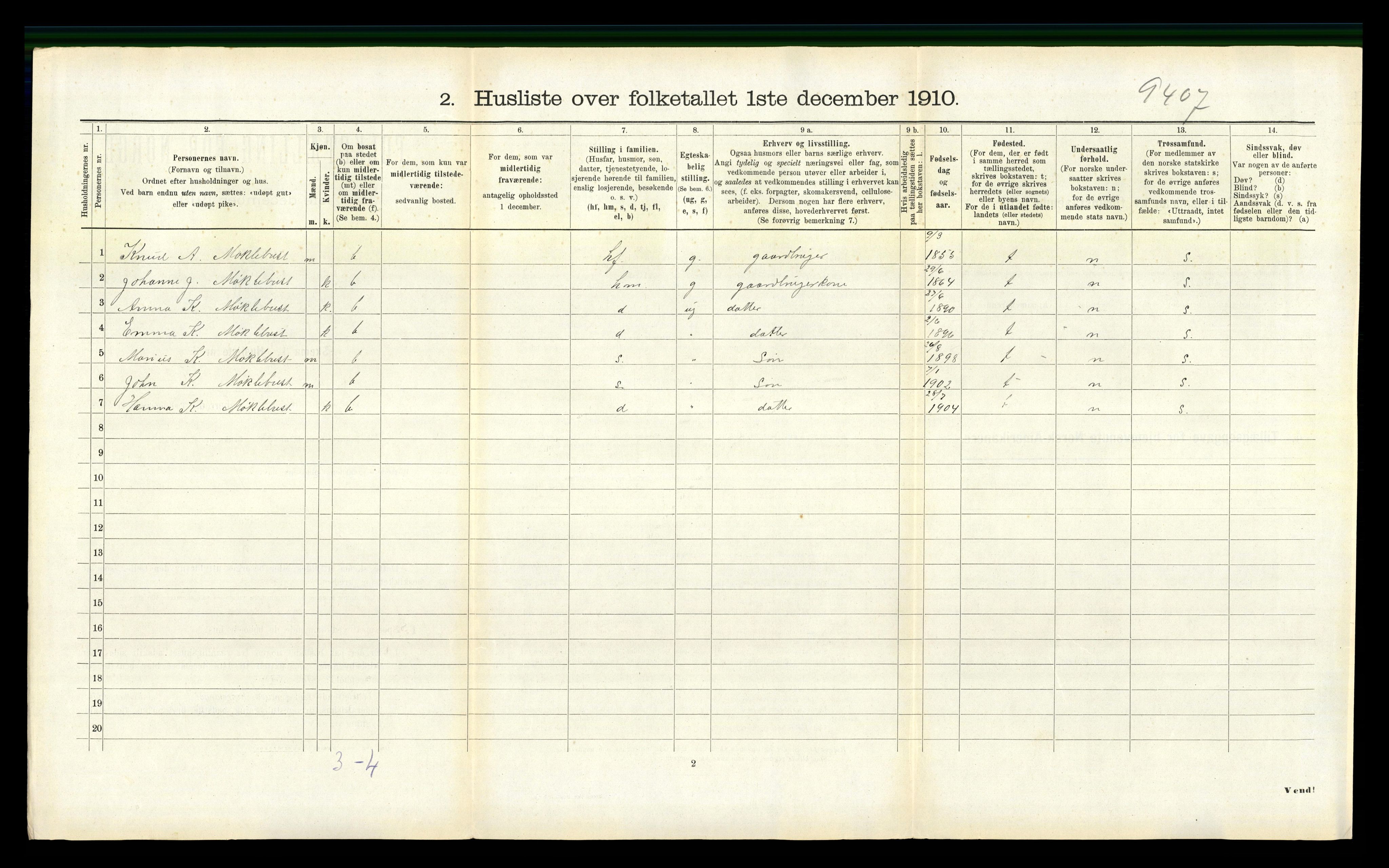 RA, 1910 census for Vanylven, 1910, p. 970