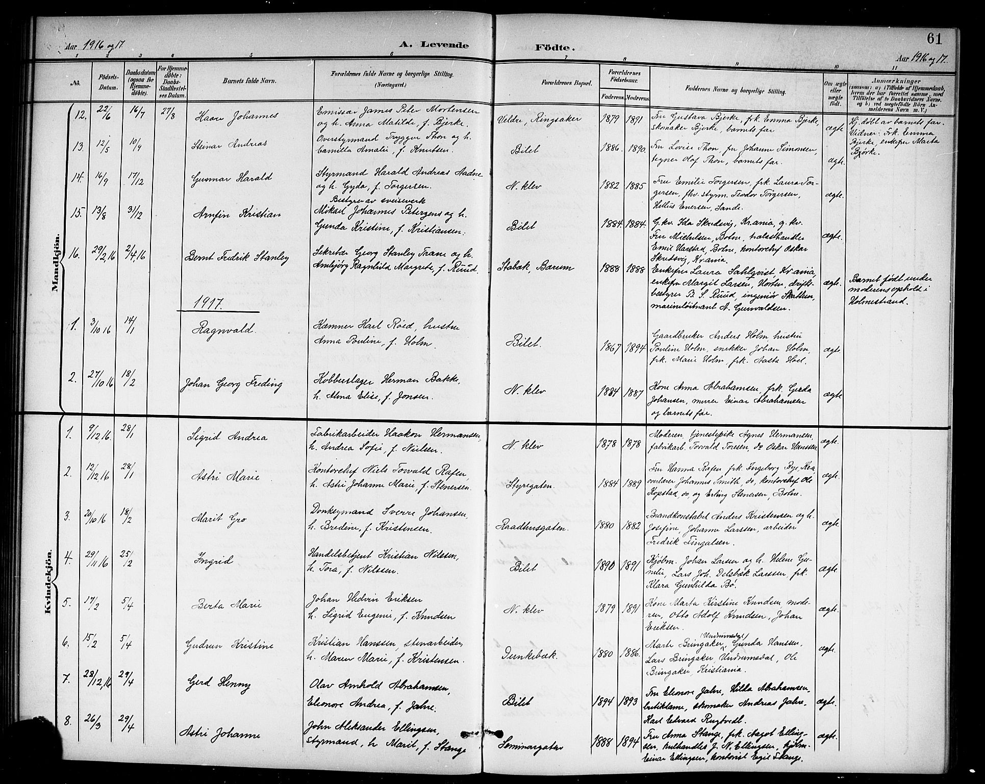 Holmestrand kirkebøker, SAKO/A-346/G/Ga/L0006: Parish register (copy) no. 6, 1901-1923, p. 61