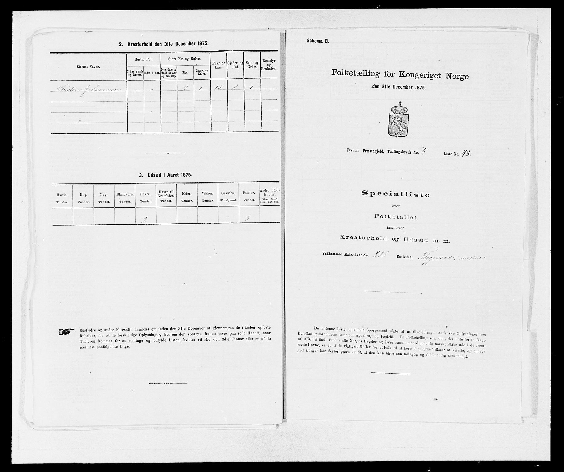 SAB, 1875 census for 1223P Tysnes, 1875, p. 642