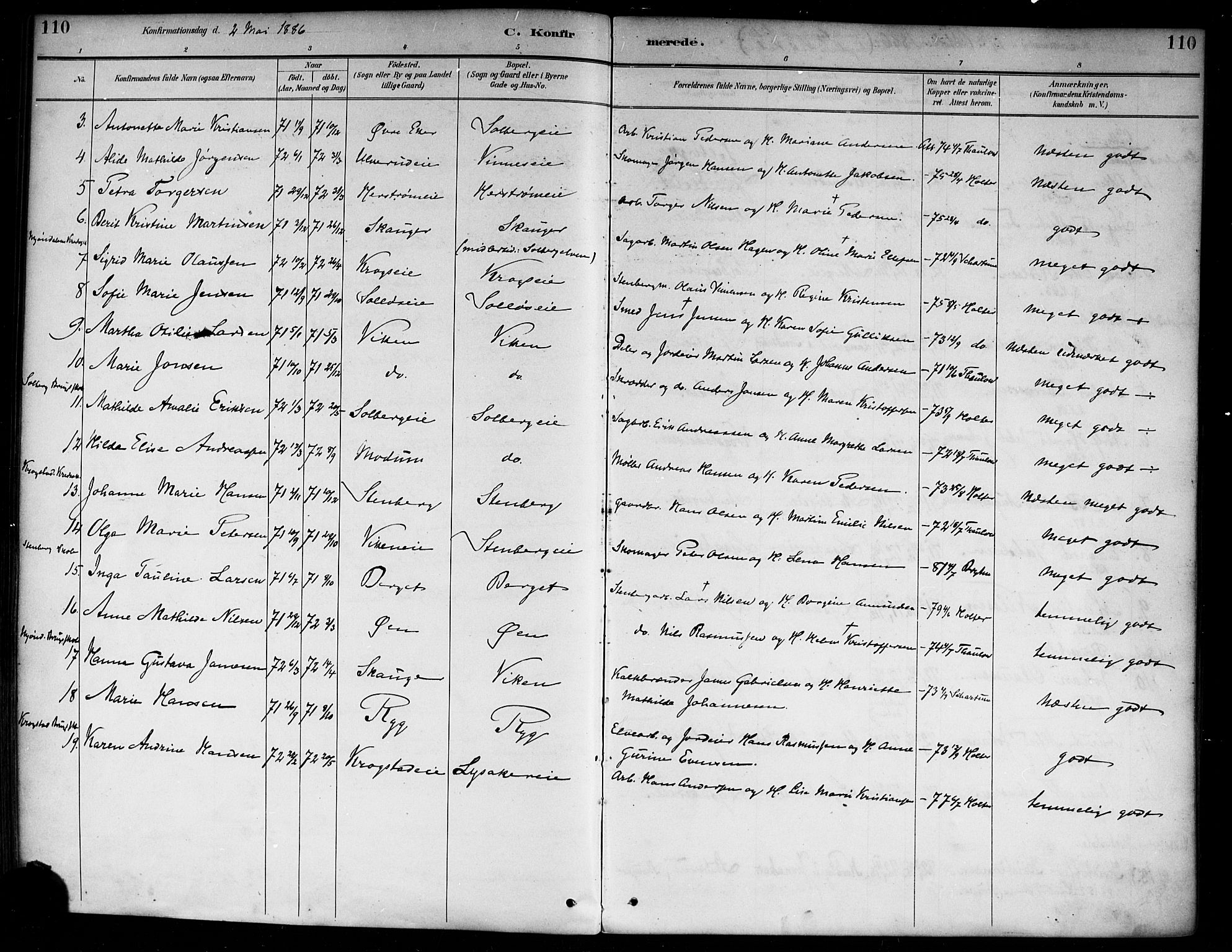 Nedre Eiker kirkebøker, AV/SAKO-A-612/F/Fa/L0003: Parish register (official) no. 3, 1885-1892, p. 110