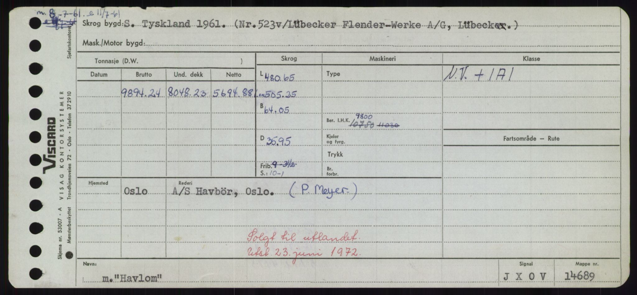 Sjøfartsdirektoratet med forløpere, Skipsmålingen, RA/S-1627/H/Hd/L0014: Fartøy, H-Havl, p. 615