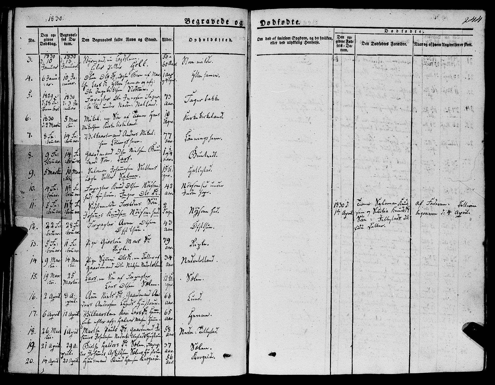 Fana Sokneprestembete, AV/SAB-A-75101/H/Haa/Haaa/L0008: Parish register (official) no. A 8, 1829-1851, p. 244