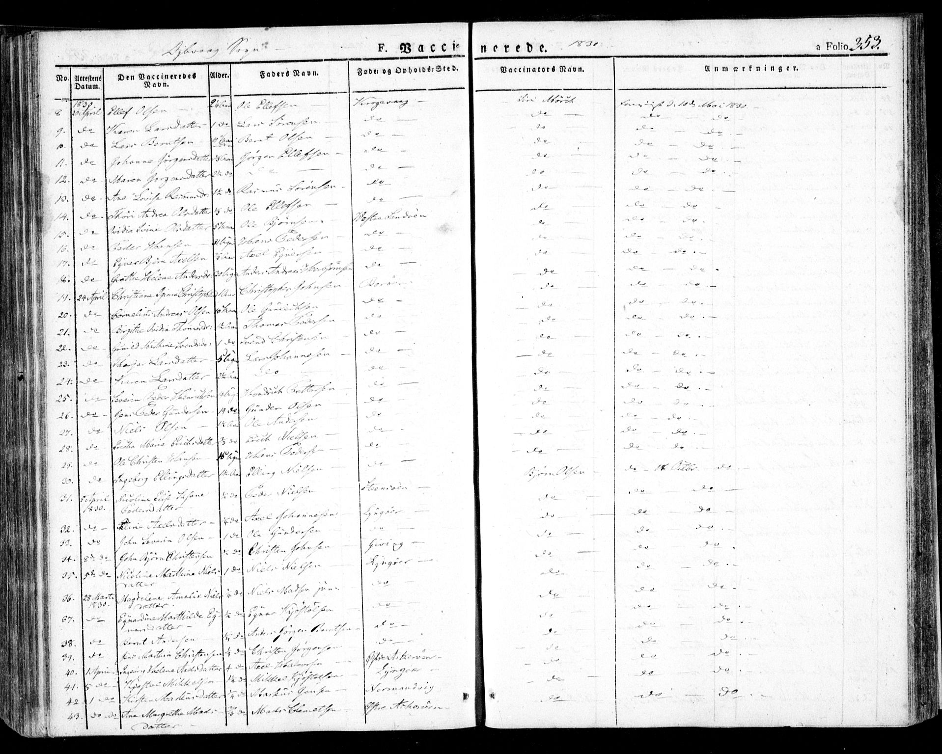Dypvåg sokneprestkontor, SAK/1111-0007/F/Fa/Faa/L0004: Parish register (official) no. A 4, 1824-1840, p. 353