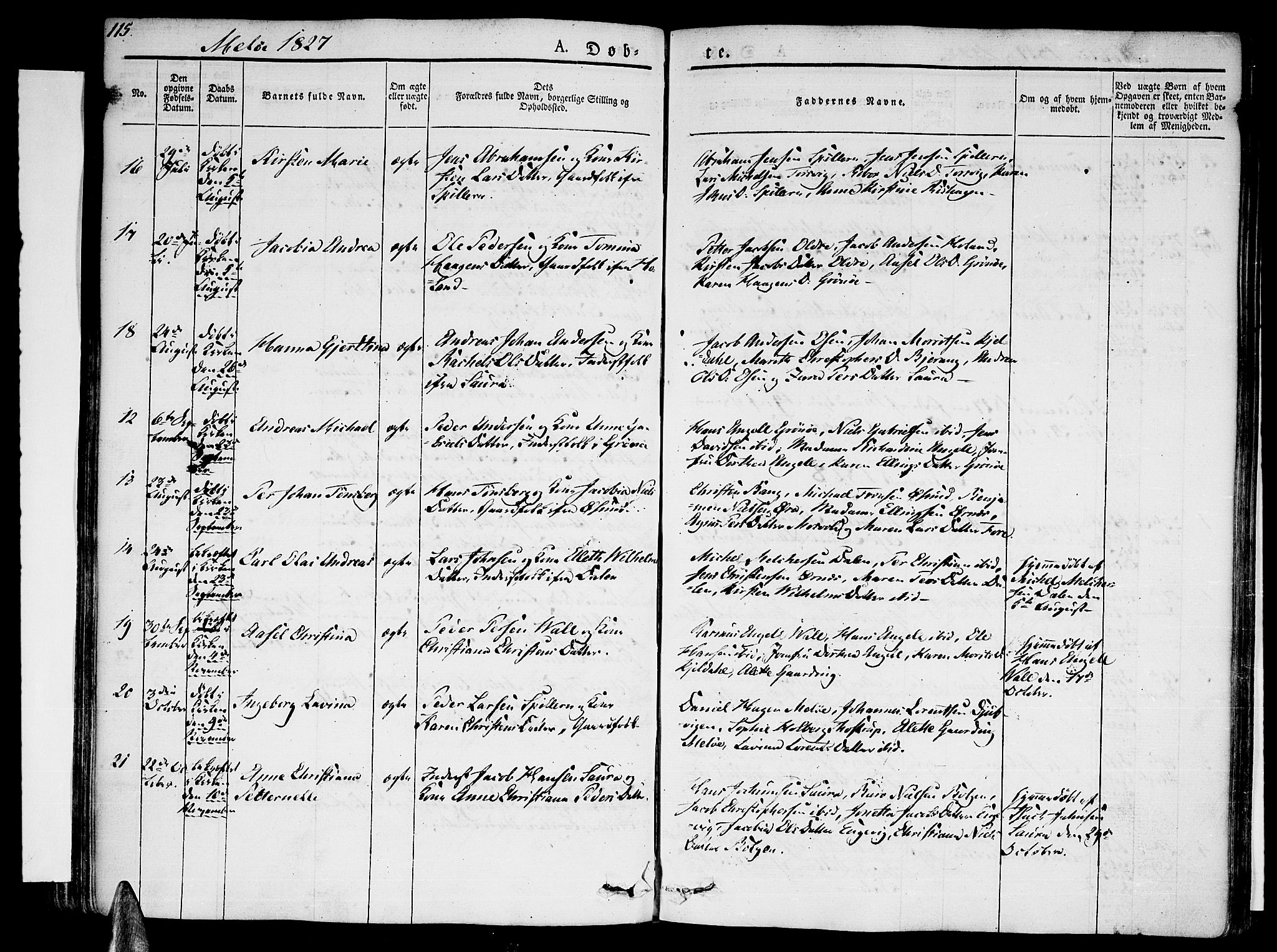 Ministerialprotokoller, klokkerbøker og fødselsregistre - Nordland, AV/SAT-A-1459/841/L0598: Parish register (official) no. 841A06 /2, 1825-1844, p. 115