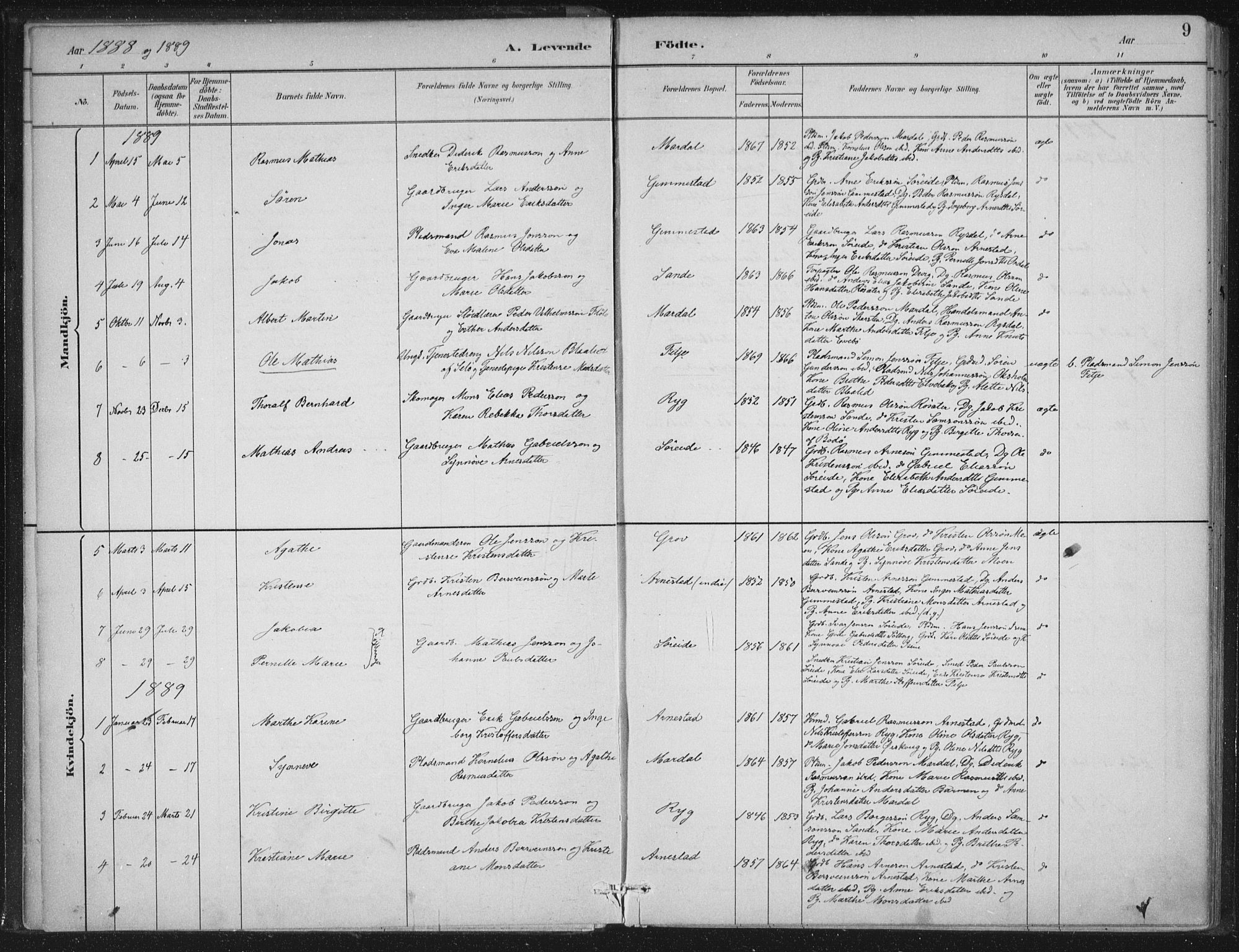 Gloppen sokneprestembete, SAB/A-80101/H/Haa/Haad/L0001: Parish register (official) no. D  1, 1885-1910, p. 9