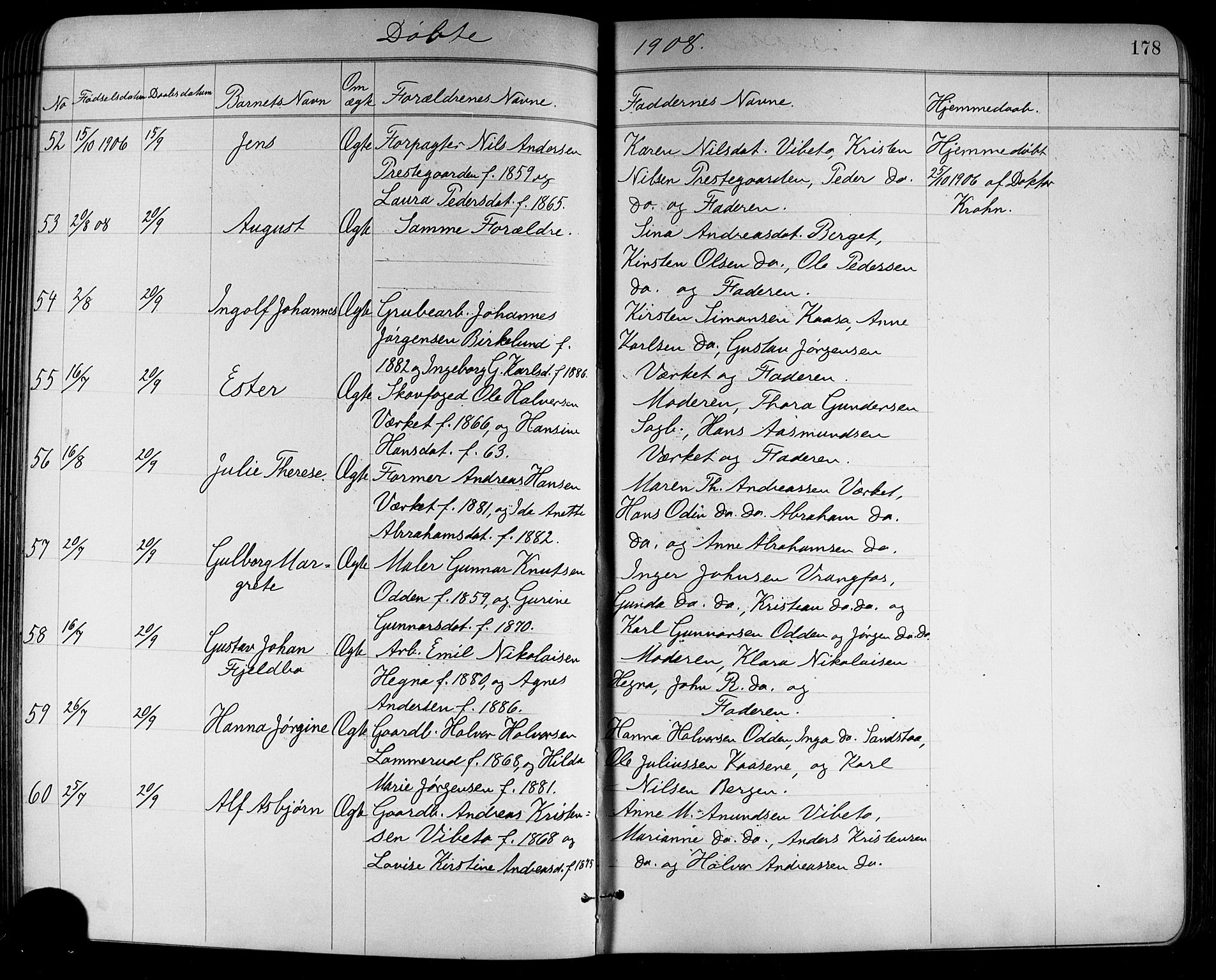 Holla kirkebøker, AV/SAKO-A-272/G/Ga/L0005: Parish register (copy) no. I 5, 1891-1917, p. 178