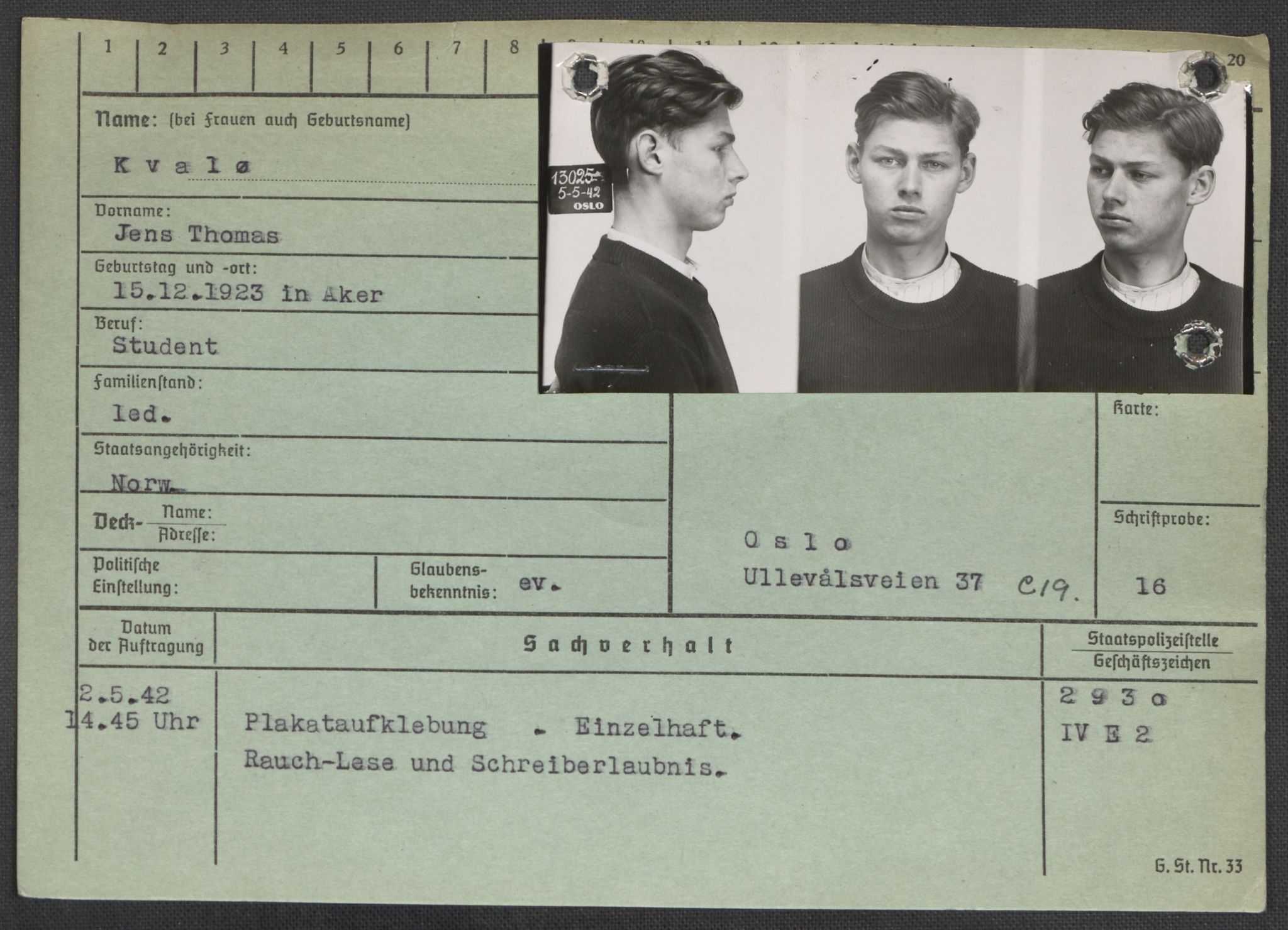 Befehlshaber der Sicherheitspolizei und des SD, AV/RA-RAFA-5969/E/Ea/Eaa/L0006: Register over norske fanger i Møllergata 19: Kj-Lund, 1940-1945, p. 548