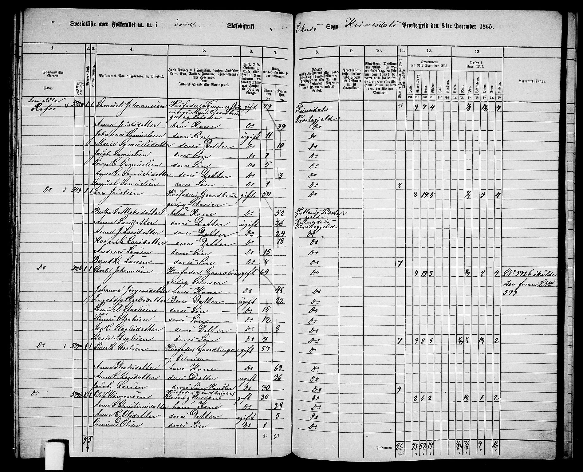 RA, 1865 census for Kvinesdal, 1865, p. 163