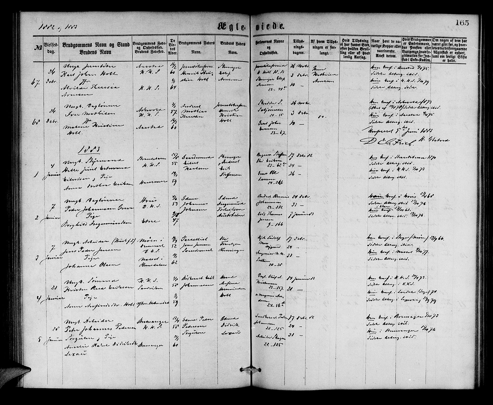 Korskirken sokneprestembete, SAB/A-76101/H/Hab: Parish register (copy) no. D 2, 1867-1886, p. 165