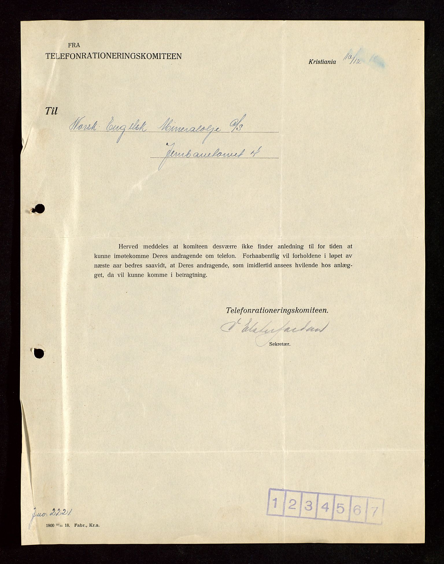 Pa 1521 - A/S Norske Shell, AV/SAST-A-101915/E/Ea/Eaa/L0003: Sjefskorrespondanse, 1918, p. 271