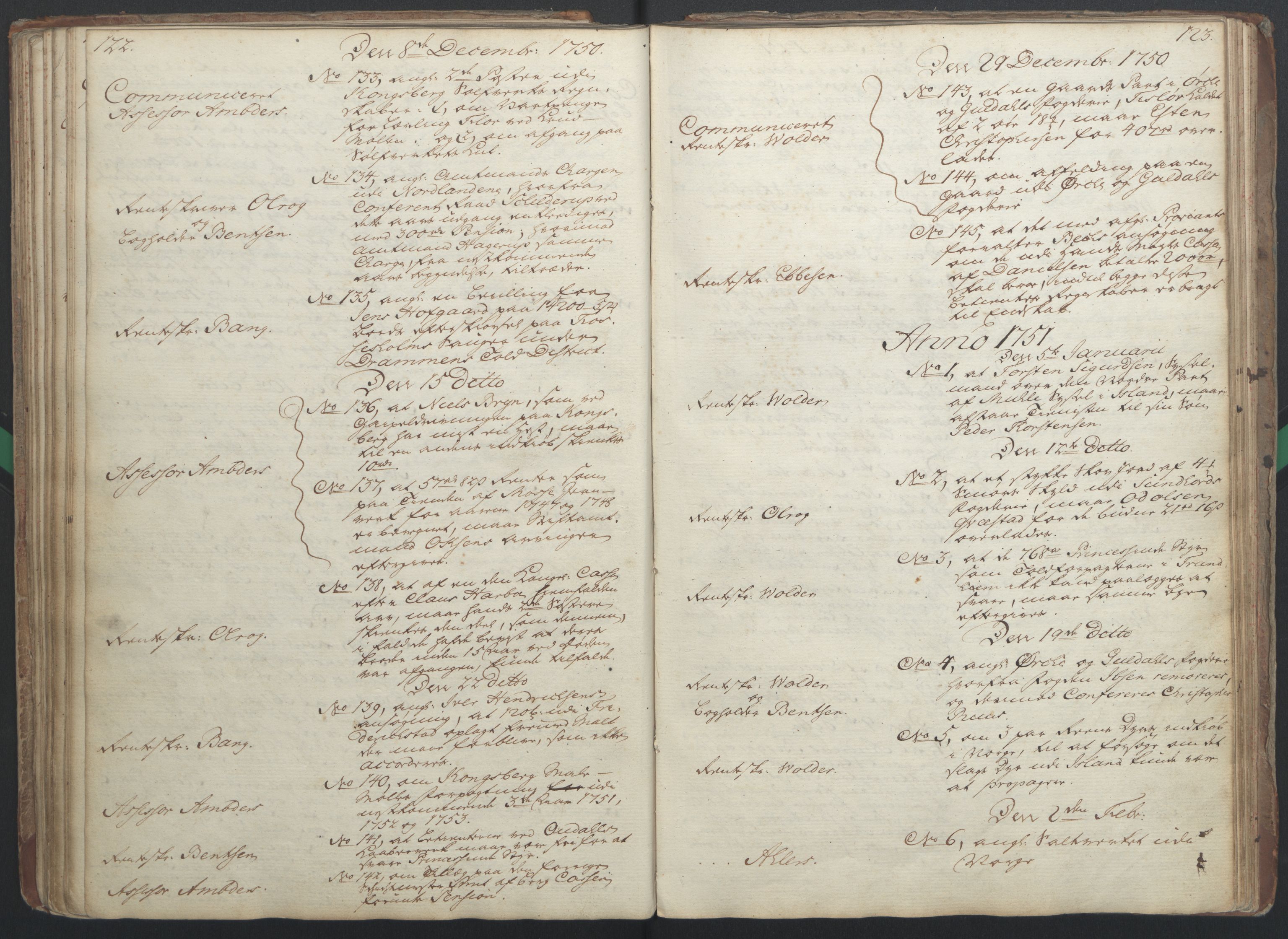 Rentekammeret, Kammerkanselliet, RA/EA-3111/G/Gf/Gfb/L0005: Register til norske relasjons- og resolusjonsprotokoller (merket RK 52.100), 1744-1754, p. 122-123