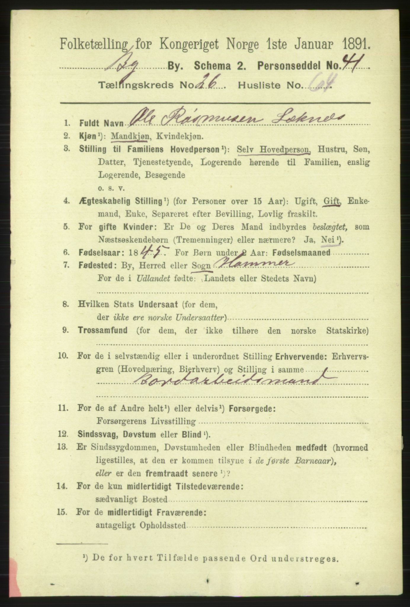 RA, 1891 Census for 1301 Bergen, 1891, p. 35273