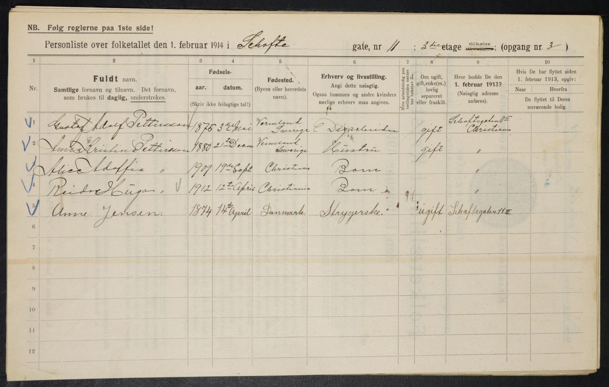 OBA, Municipal Census 1914 for Kristiania, 1914, p. 89194