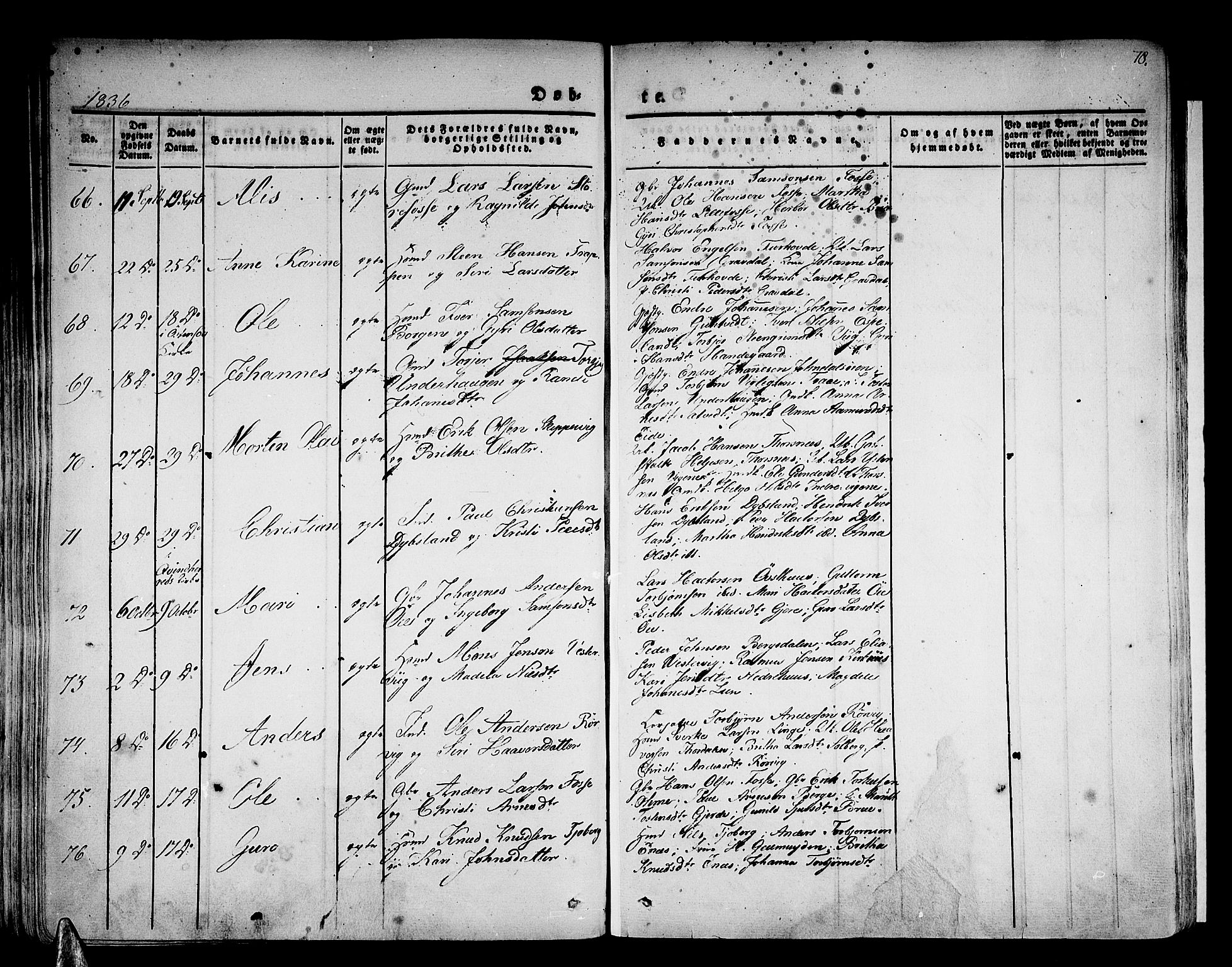 Strandebarm sokneprestembete, AV/SAB-A-78401/H/Haa: Parish register (official) no. A 6, 1826-1843, p. 78