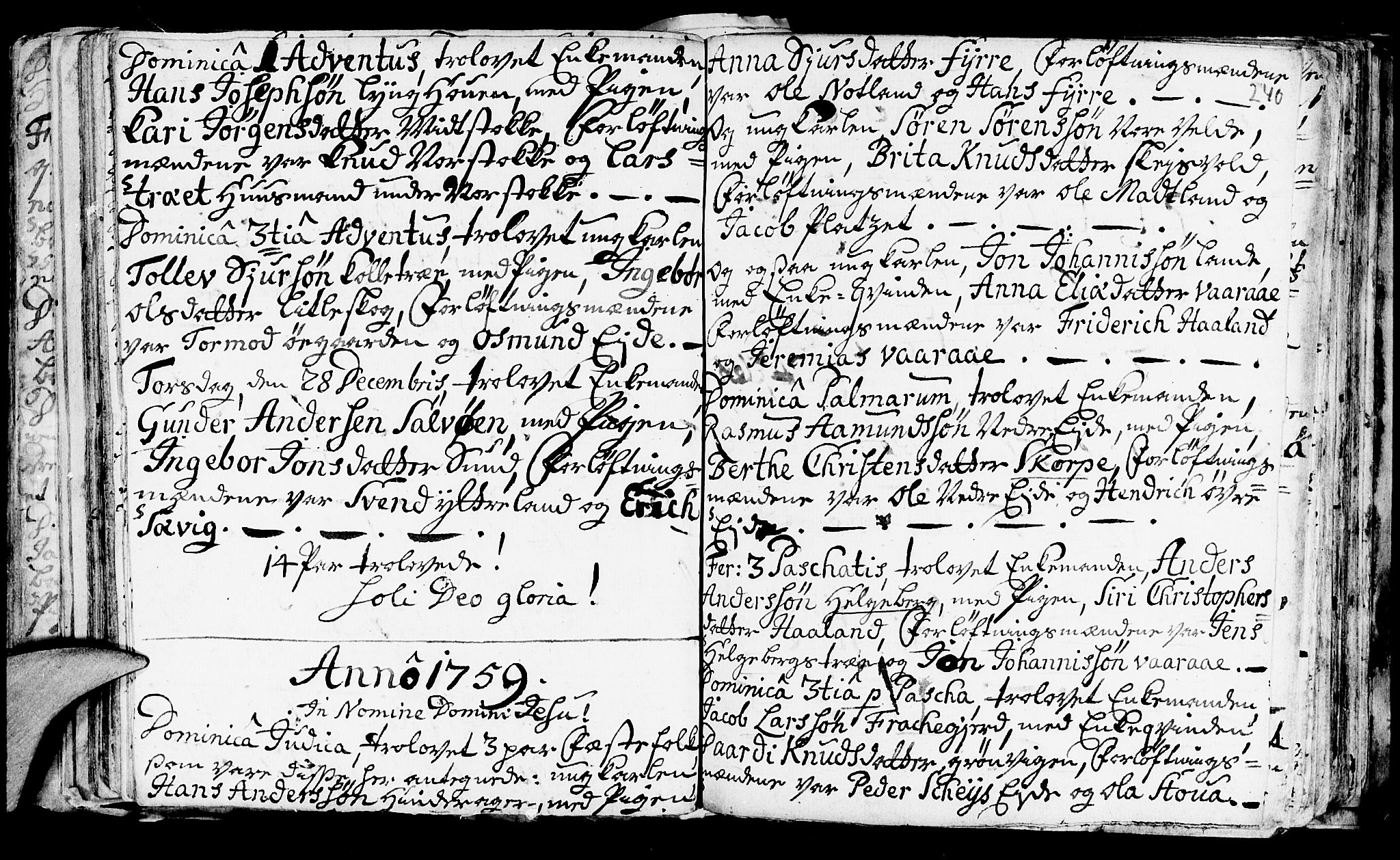 Avaldsnes sokneprestkontor, SAST/A -101851/H/Ha/Haa/L0001: Parish register (official) no. A 1, 1711-1764, p. 240