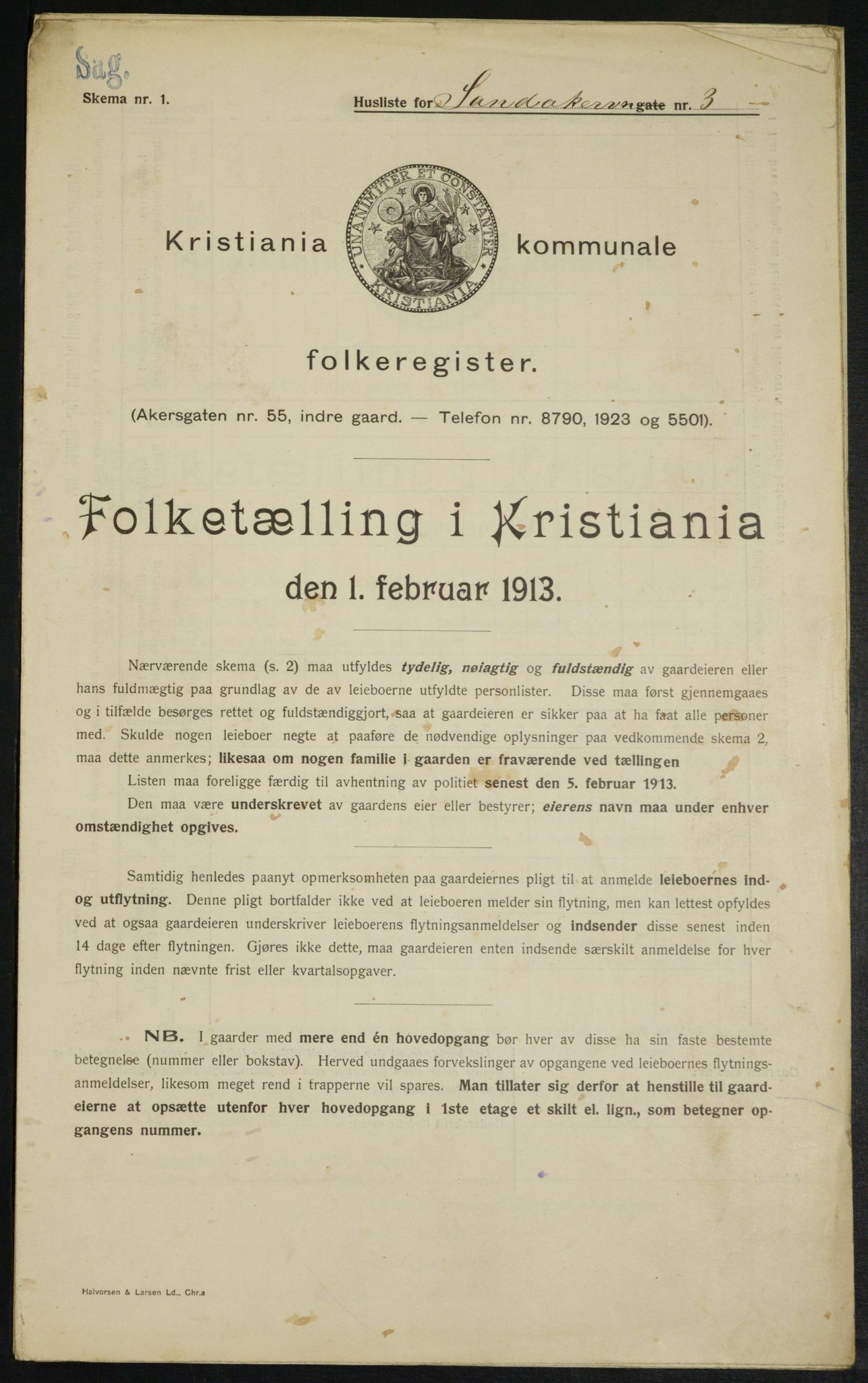 OBA, Municipal Census 1913 for Kristiania, 1913, p. 86650