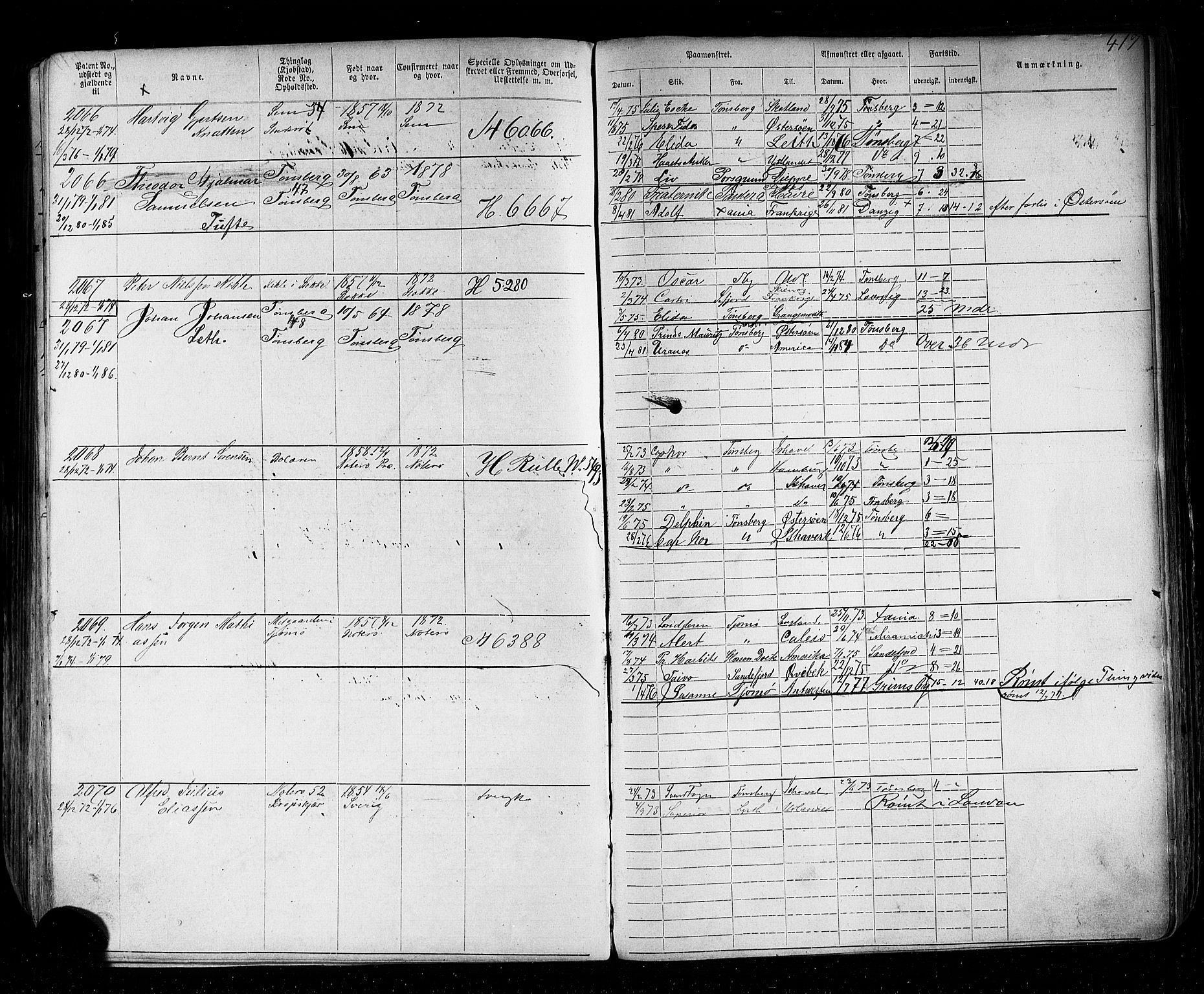 Tønsberg innrulleringskontor, AV/SAKO-A-786/F/Fb/L0002: Annotasjonsrulle Patent nr. 1-2635, 1869-1877, p. 458