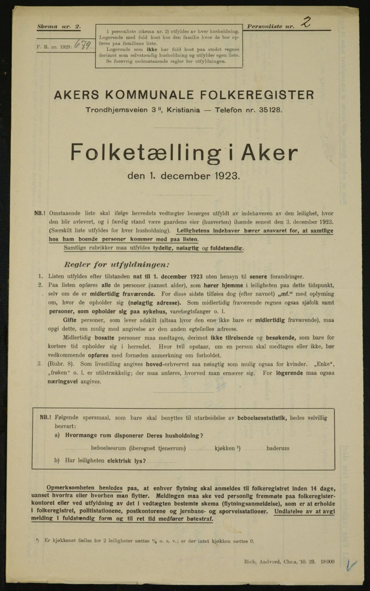 , Municipal Census 1923 for Aker, 1923, p. 27545