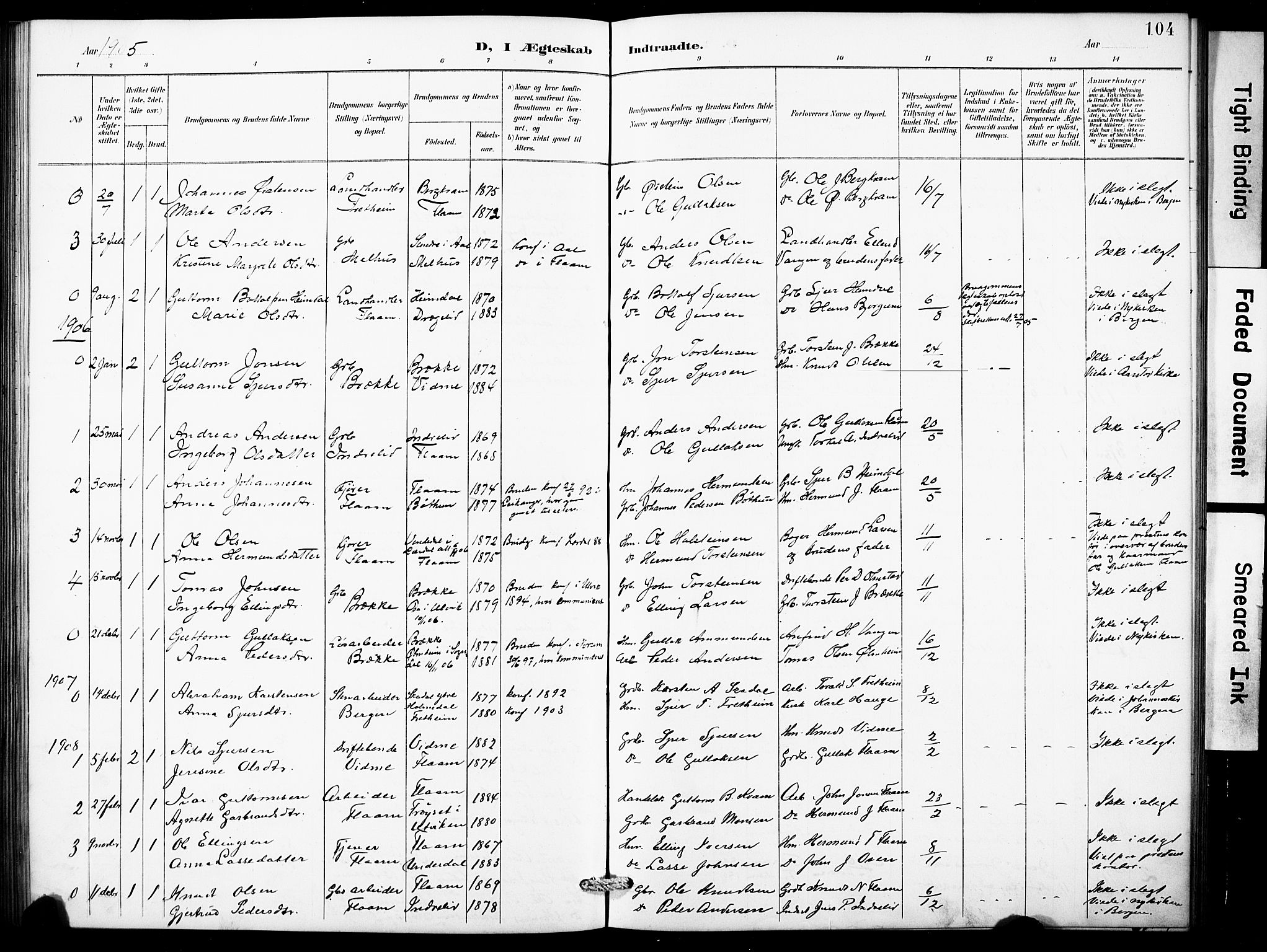 Aurland sokneprestembete, SAB/A-99937/H/Hb/Hbb/L0002: Parish register (copy) no. B 2, 1887-1929, p. 104