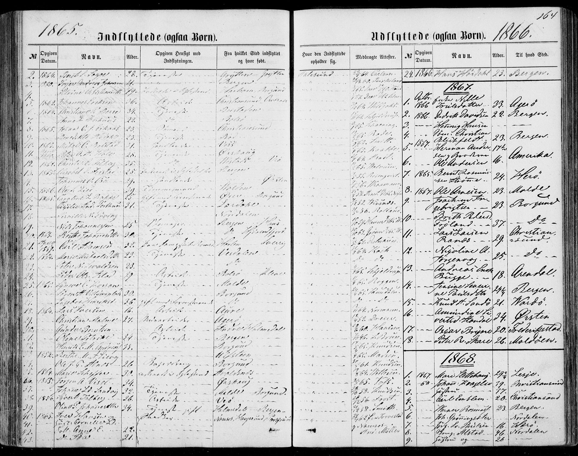 Ministerialprotokoller, klokkerbøker og fødselsregistre - Møre og Romsdal, SAT/A-1454/529/L0452: Parish register (official) no. 529A02, 1864-1871, p. 164