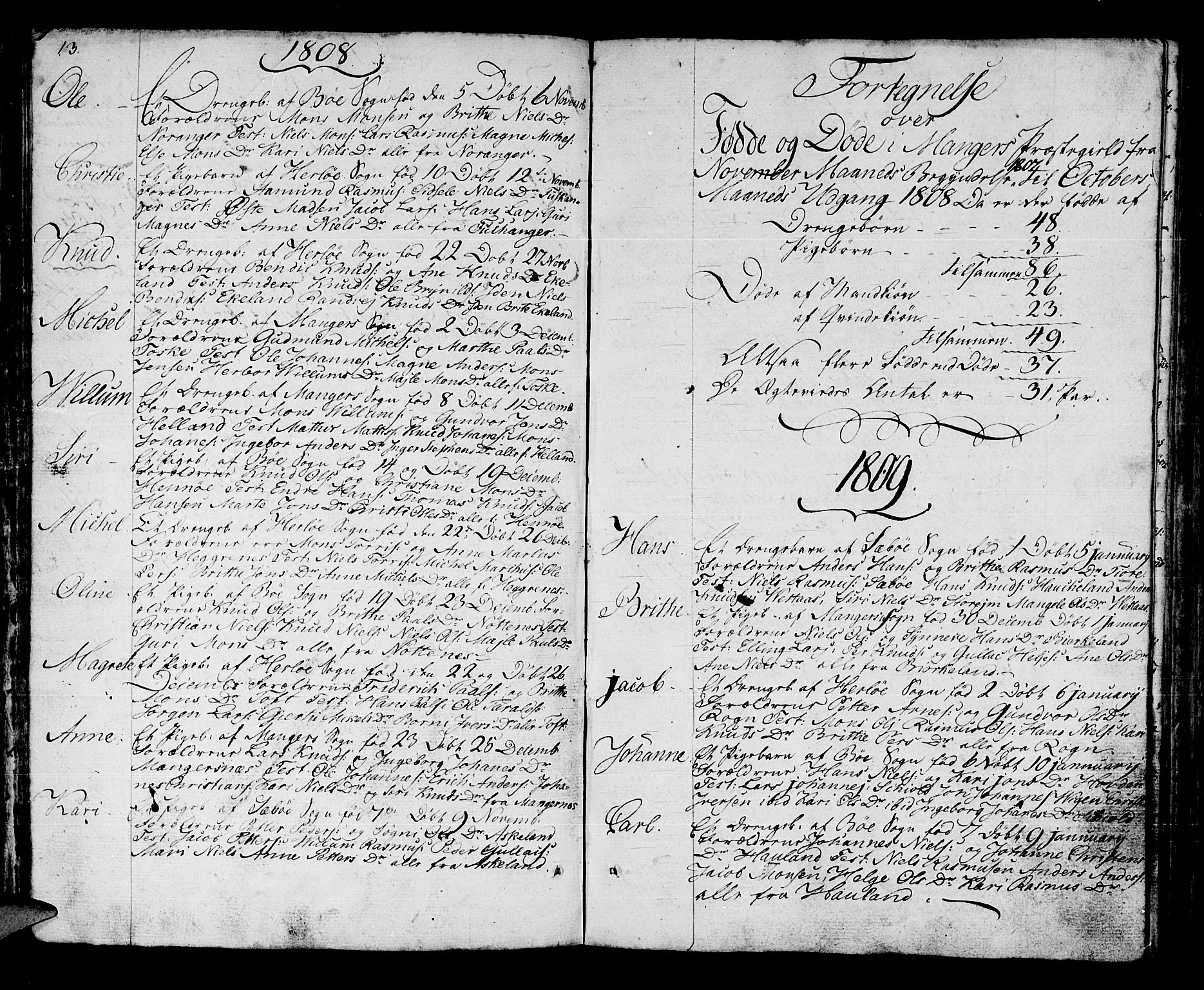 Manger sokneprestembete, SAB/A-76801/H/Haa: Parish register (official) no. A 2, 1792-1815, p. 109