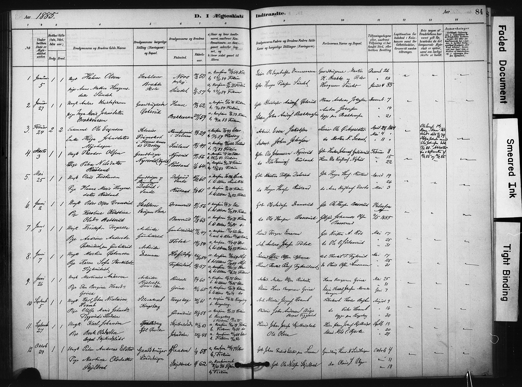 Fiskum kirkebøker, SAKO/A-15/F/Fa/L0002: Parish register (official) no. 2, 1878-1890, p. 84