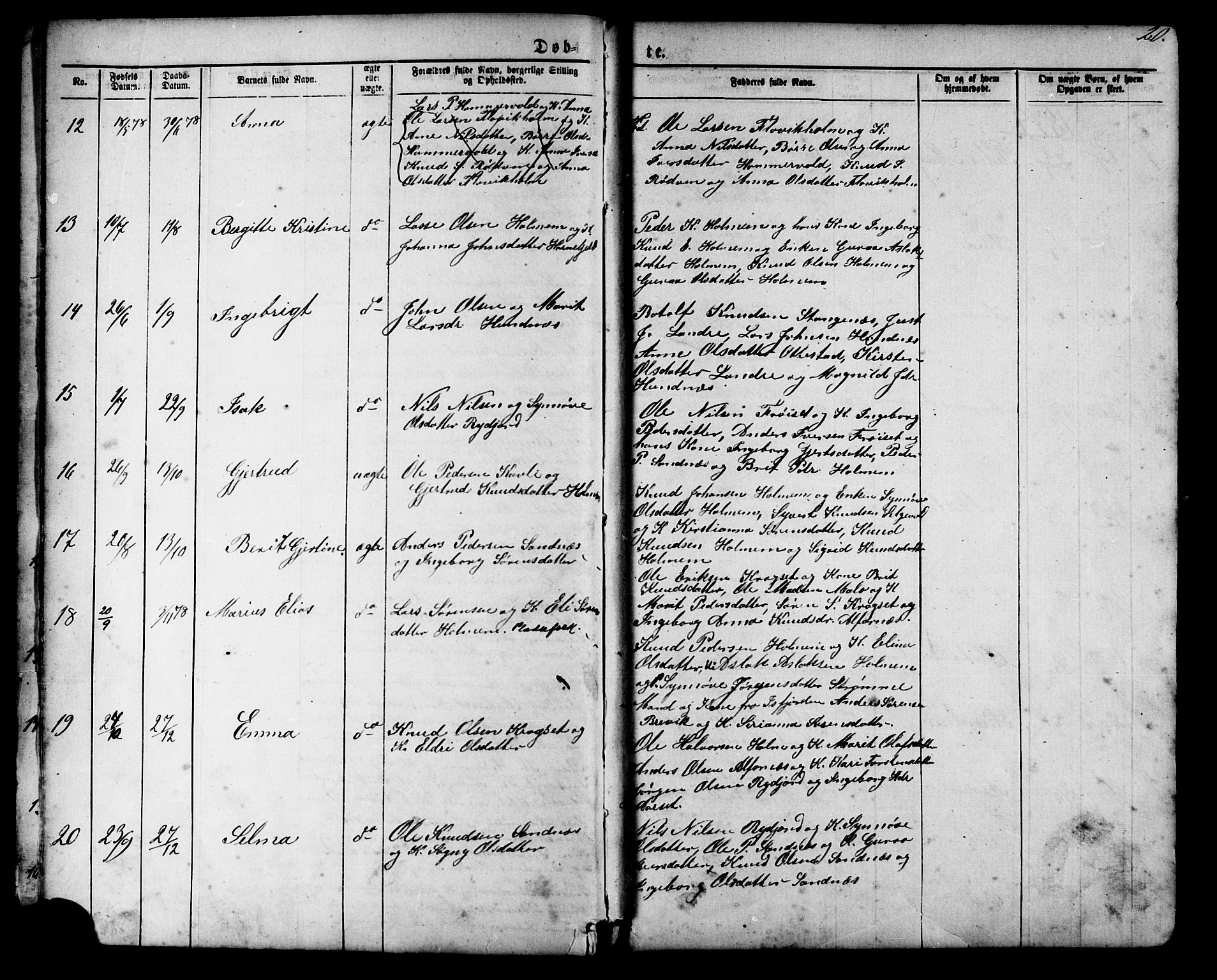 Ministerialprotokoller, klokkerbøker og fødselsregistre - Møre og Romsdal, SAT/A-1454/548/L0614: Parish register (copy) no. 548C02, 1867-1917, p. 20