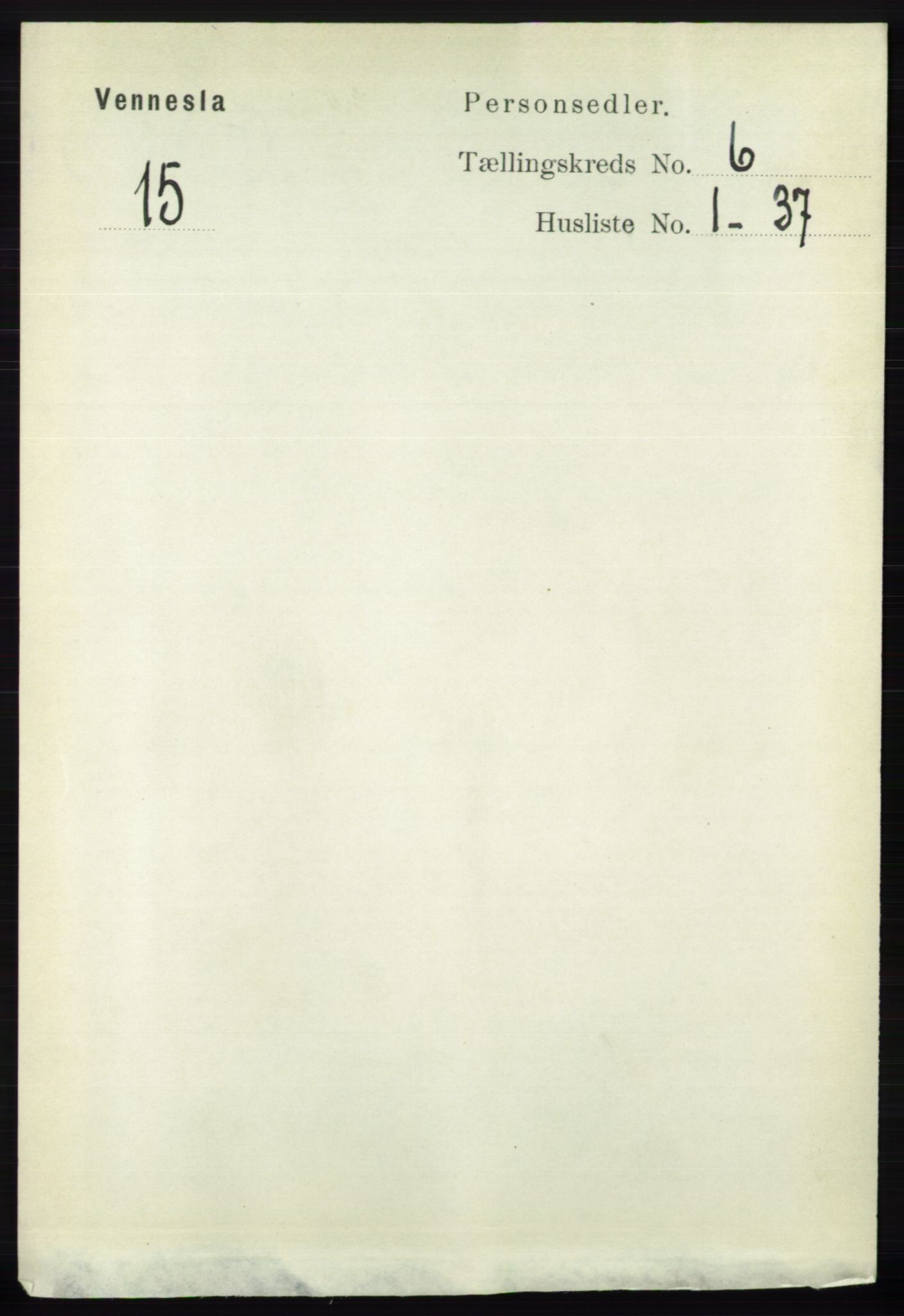 RA, 1891 census for 1014 Vennesla, 1891, p. 1592