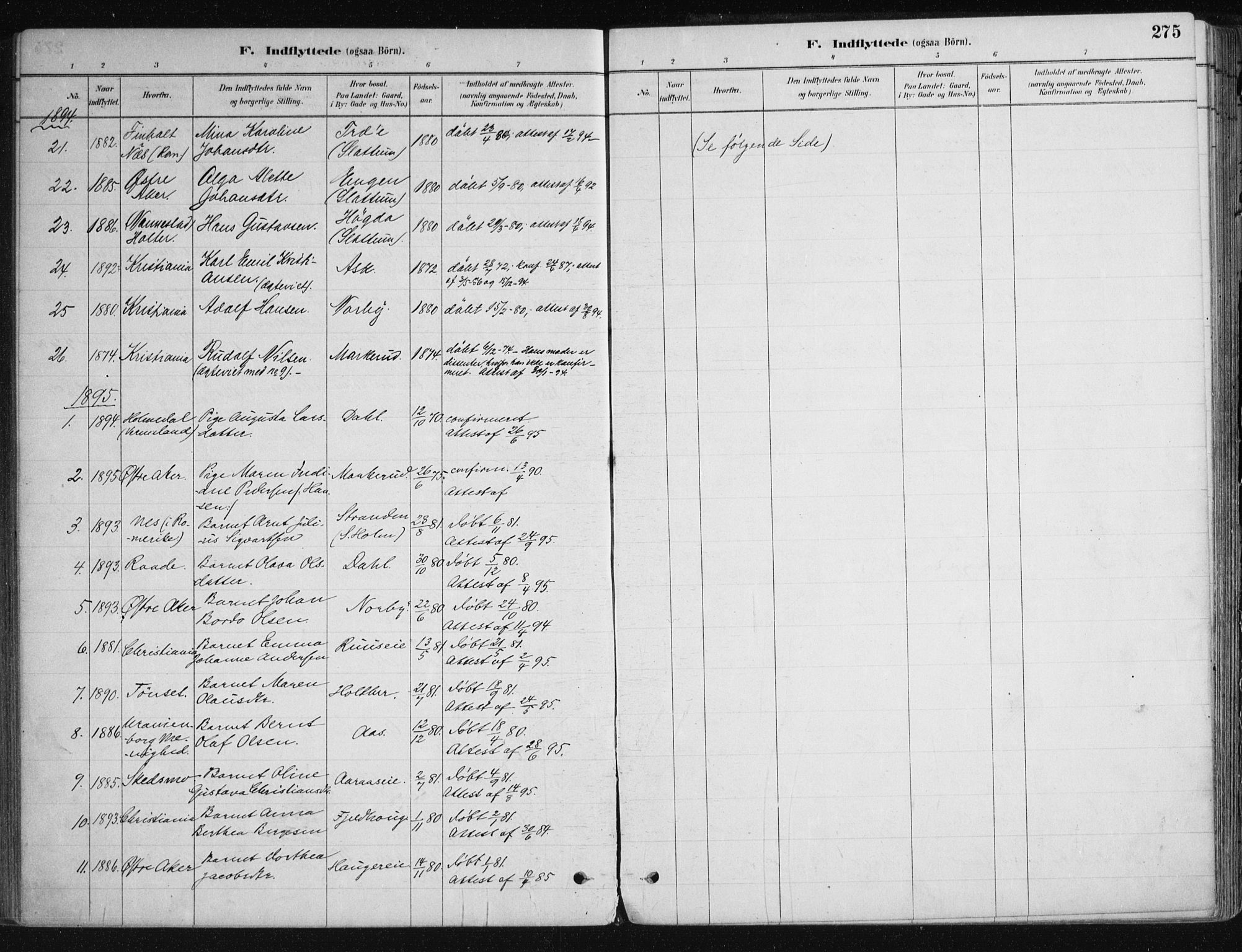 Nittedal prestekontor Kirkebøker, SAO/A-10365a/F/Fa/L0007: Parish register (official) no. I 7, 1879-1901, p. 275